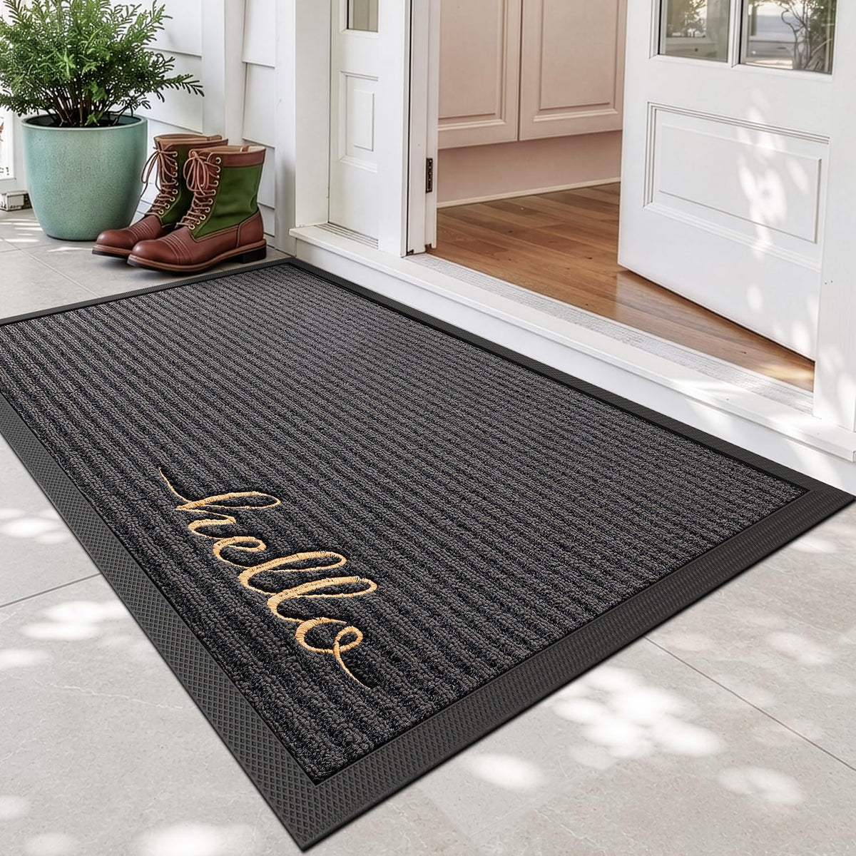 DEXI Front Door Mat Outside Entrance 24x36 Welcome Rubber Entry Doormat