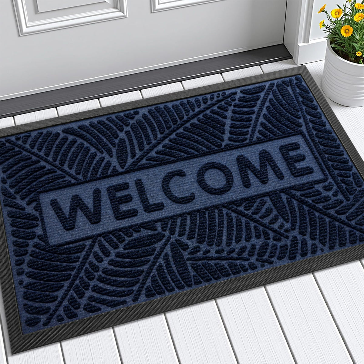 Smiry Welcome Front Door Mat for Outdoor Indoor 29.5x17, All-Season Doormat