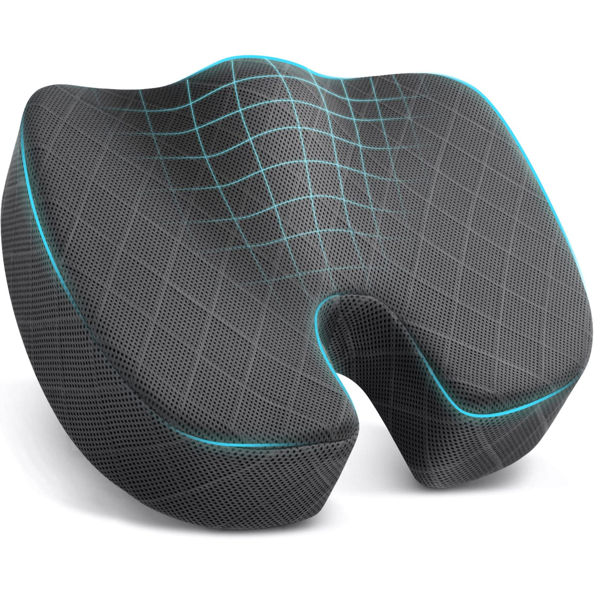 TushGuard Seat Cushion, Memory Foam Office Chair Cushion - Grey, Large