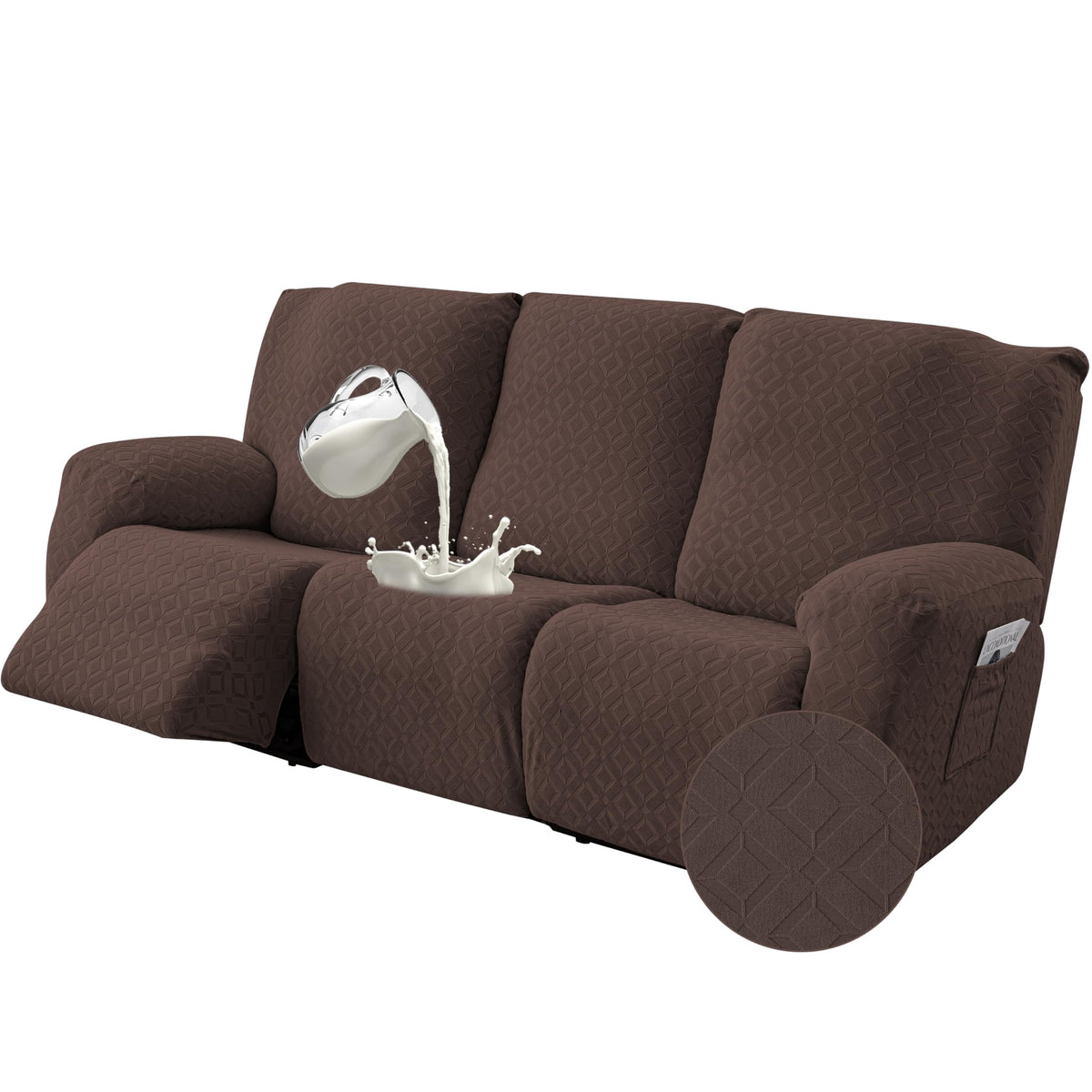Gennia Waterproof Recliner Sofa Cover,3 Seat Couch Cover,Dark Gray