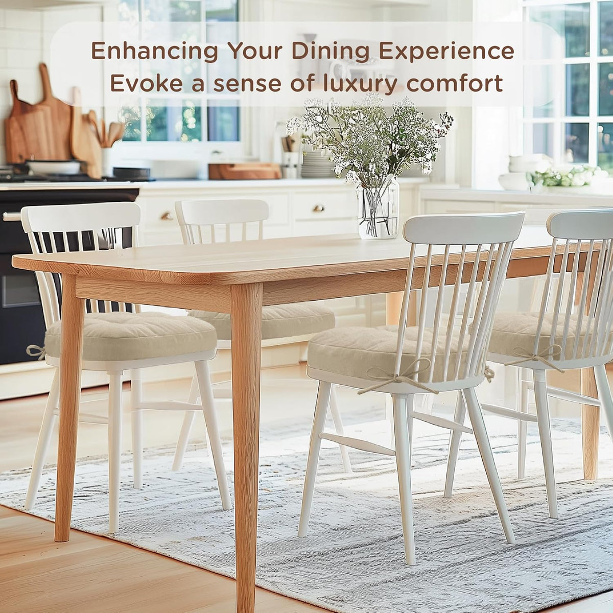 Codi Dining Chair Cushions 6 Pack, Thick Memory Foam Kitchen Seat Pads