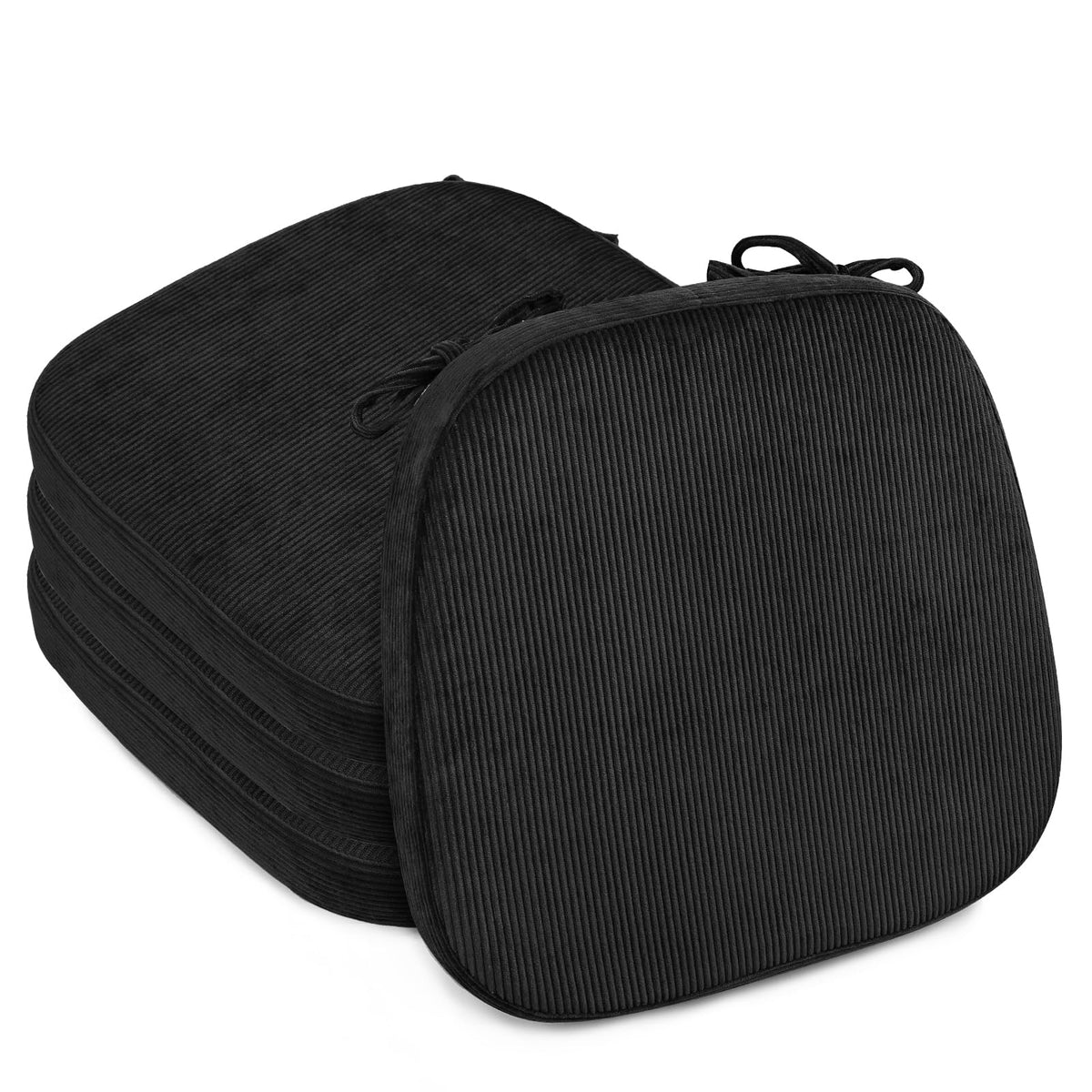2.5" Thick Chair Cushions for Dining Chair, Corduroy High Density Foam Kitchen Chair Pads, U Shaped Indoor Seat Cushions with Ties & Non-Slip Backing, Washable Cover, 17''x16.5'', Pink