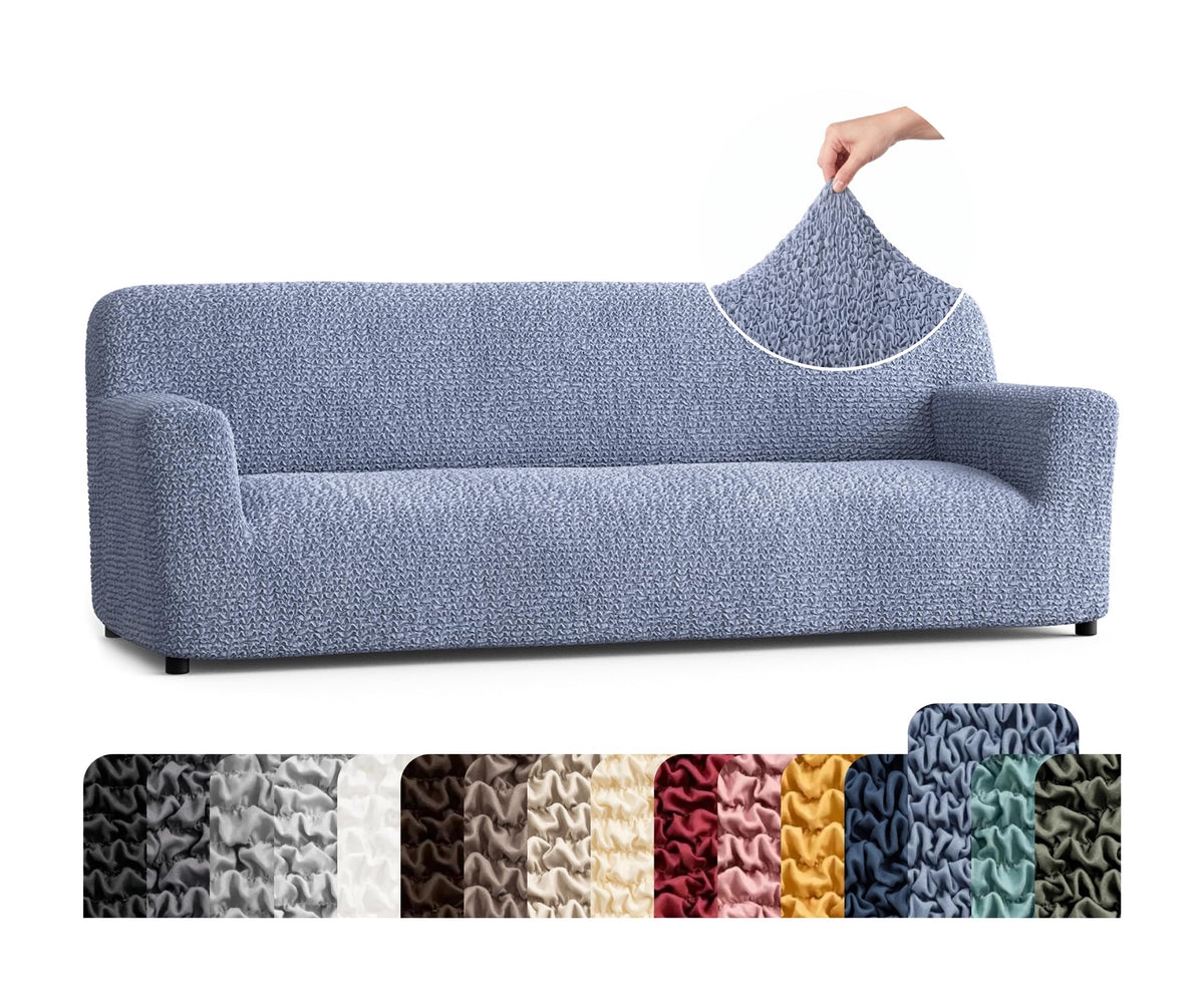 Premium Stretch Couch Covers for Sofa - Sofa Chair Cover Washable, Dogs & Pets Friendly - Elastic Polyester Loveseat Slipcovers - Non-Slip Love Seat Couch Covers - Soft Taupe (86"-120" Wide)