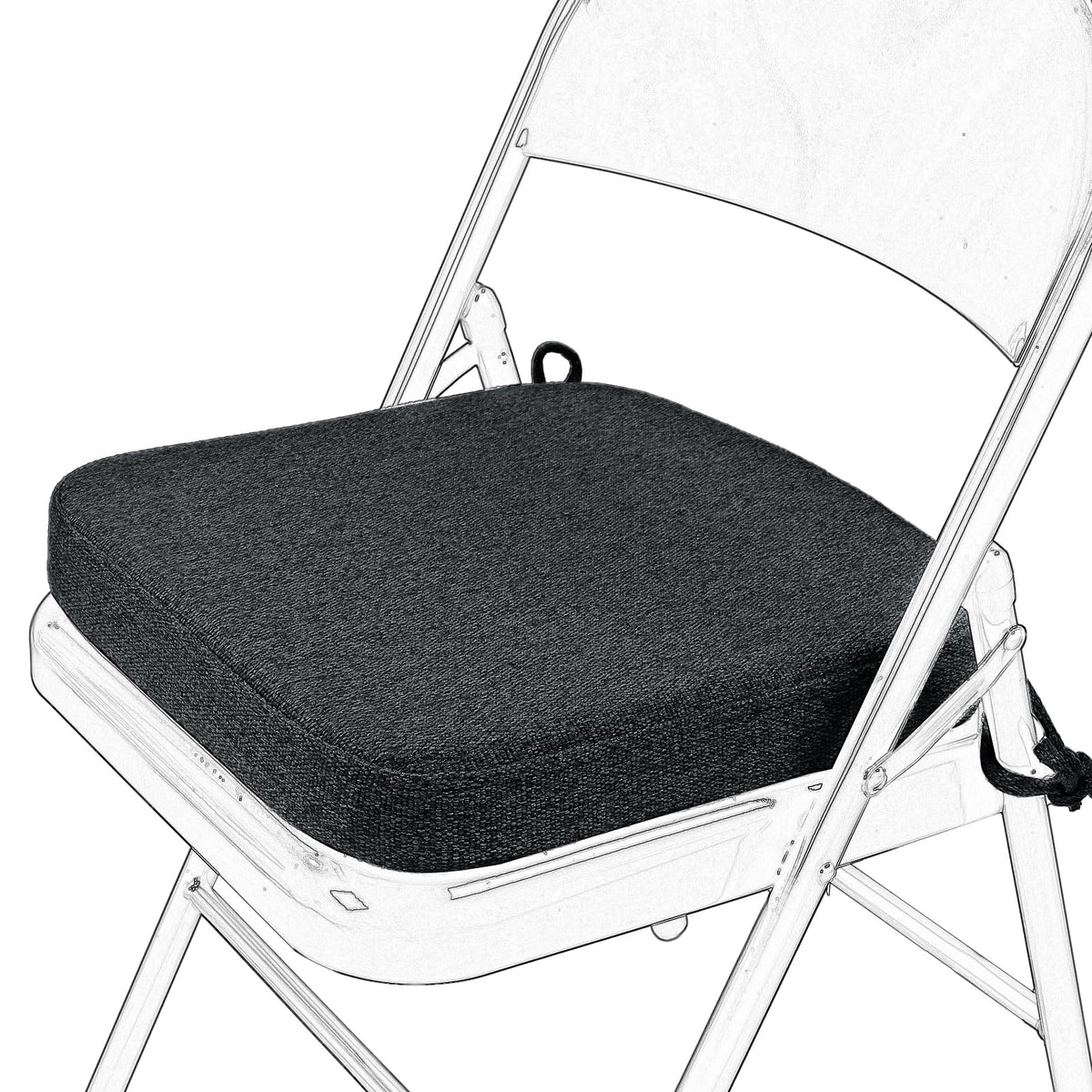 SINOSSO Memory Foam Chair Cushion for Folding Chair 1 Pcs, Thickened 2" Square Kitchen Chair Pad with Ties, Indoor Non-Slip Dining Chair Seat Cushion (1 Piece, Dark Brown)