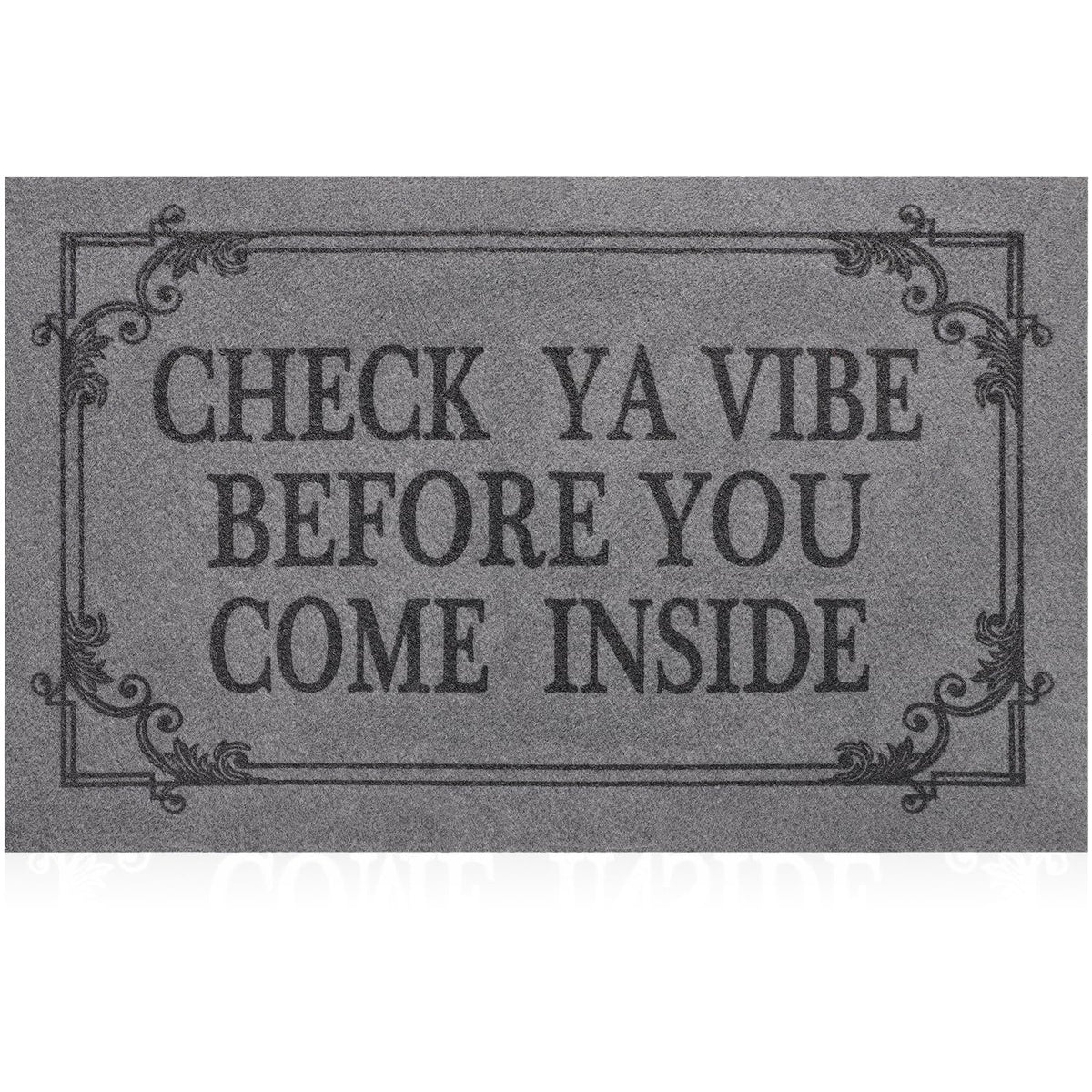 Indoor Door Mat Welcome Mats for Front Door Outdoor Entry Black Doormat, Check Ya Vibe Before You Come Inside This House Doormat, Non Slip Rubber Farmhouse Mats 28" x 18"