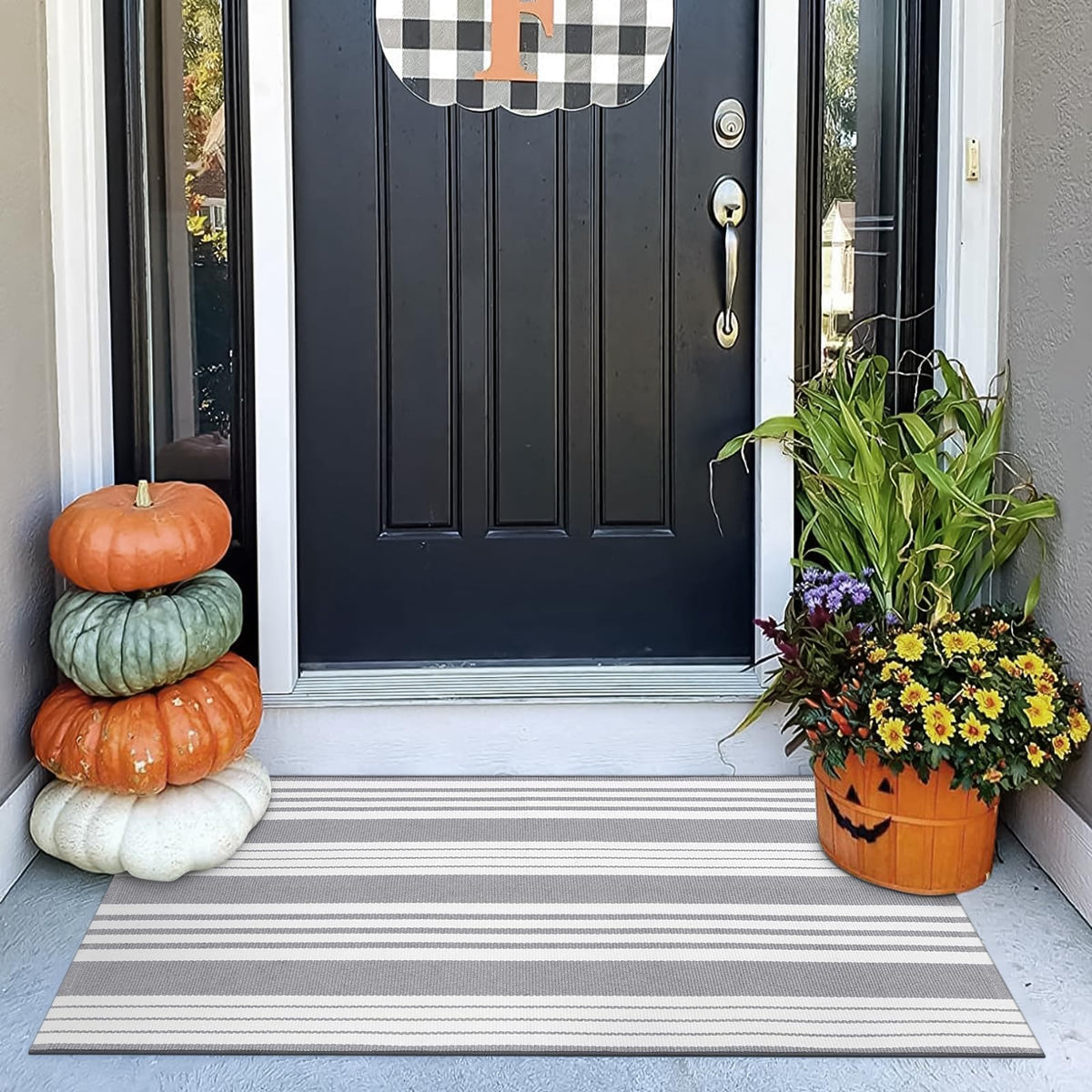 OJIA Front Door Mat 24"x51", Striped Porch Rug Outdoor Door Mat Fall Decor