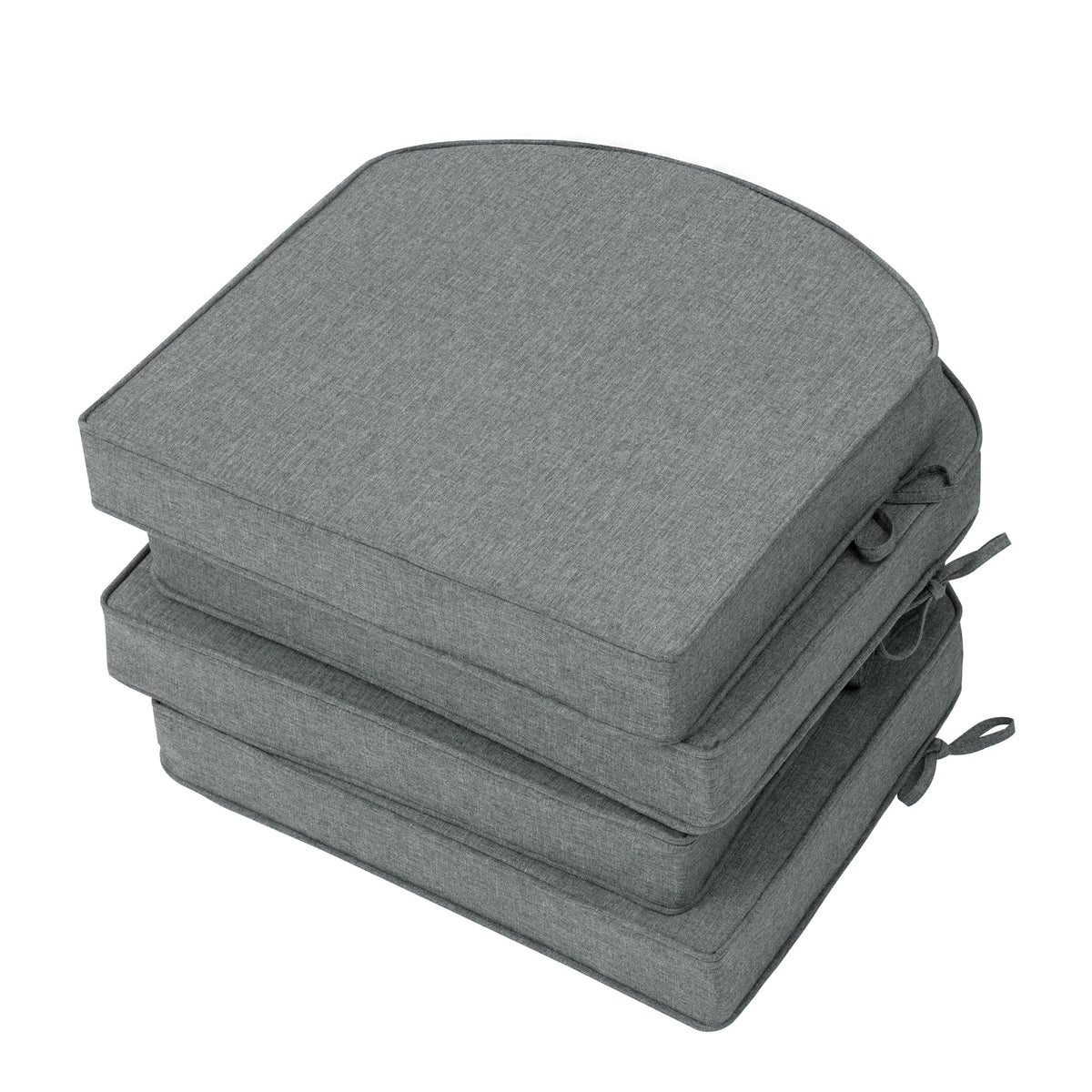 Outdoor Chair Cushions, Fade-Resistant & Water-Resistant, D Shaped Patio Furniture Seat Chair Pads Replacement with Ties, Non-Slip Bottom, Removable Cover, Set of 2, 17 x 16 Inch, Natural