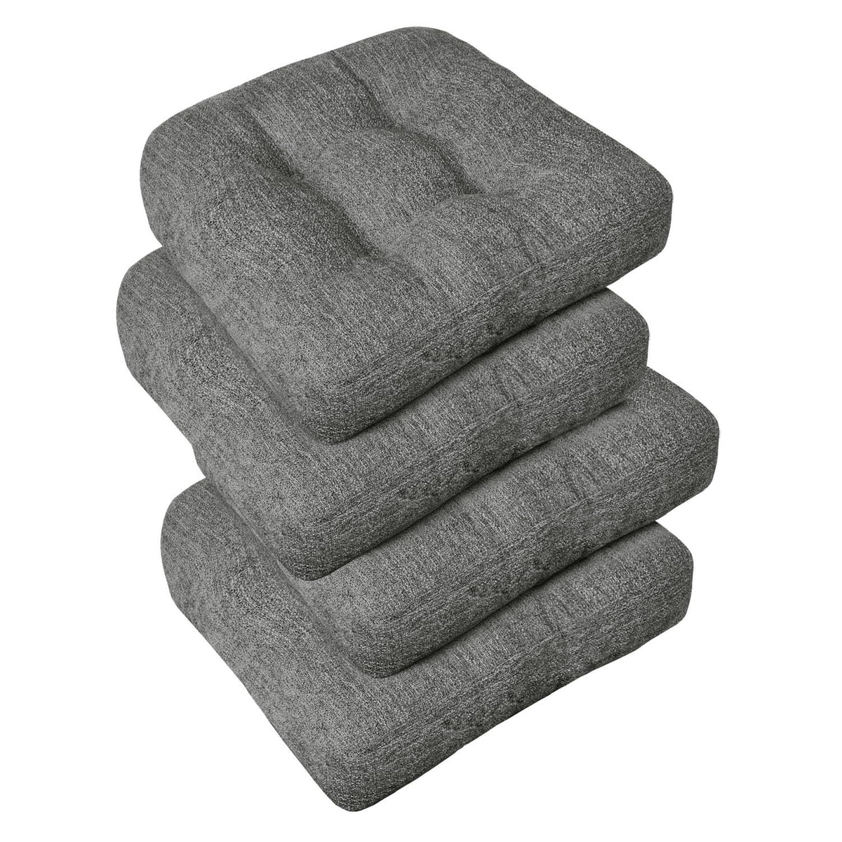 downluxe Chair Cushions for Dining Chairs 4 Pack, Tufted Indoor Chair Pads with Non-Slip Bottom, U-Shaped Kitchen Chair Cushions, 17"x17"x4", Khaki