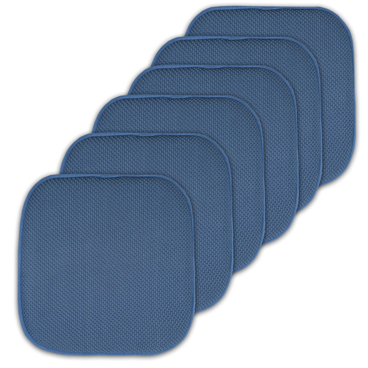 Sweet Home Collection Chair Cushion Memory Foam Pads Honeycomb Pattern Slip Non Skid Rubber Back Rounded Square 16" x 16" Seat Cover, 4 Pack, Alexis Chocolate
