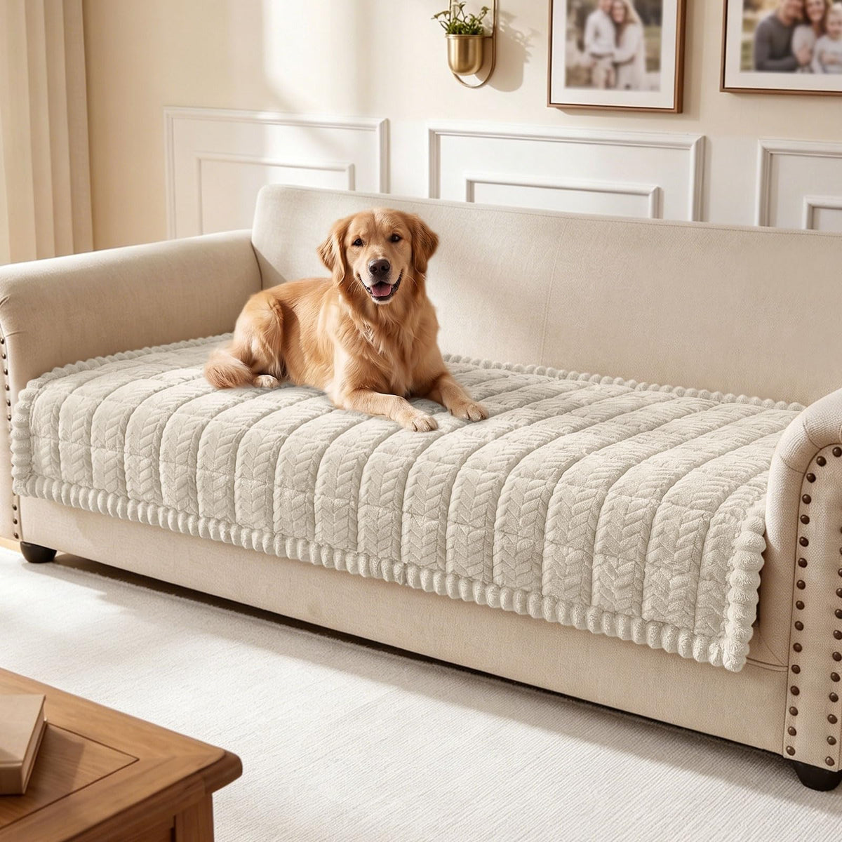 Smiry Couch Cover for Dogs, Non Slip Fuzzy Pet Sofa Covers Washable