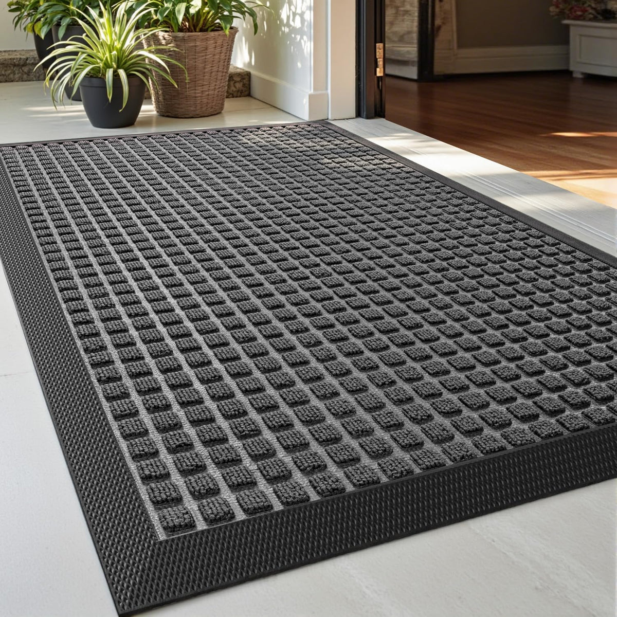 DEXI Front Door Mat Outside Entrance 24x36 Welcome Rubber Entry Doormat