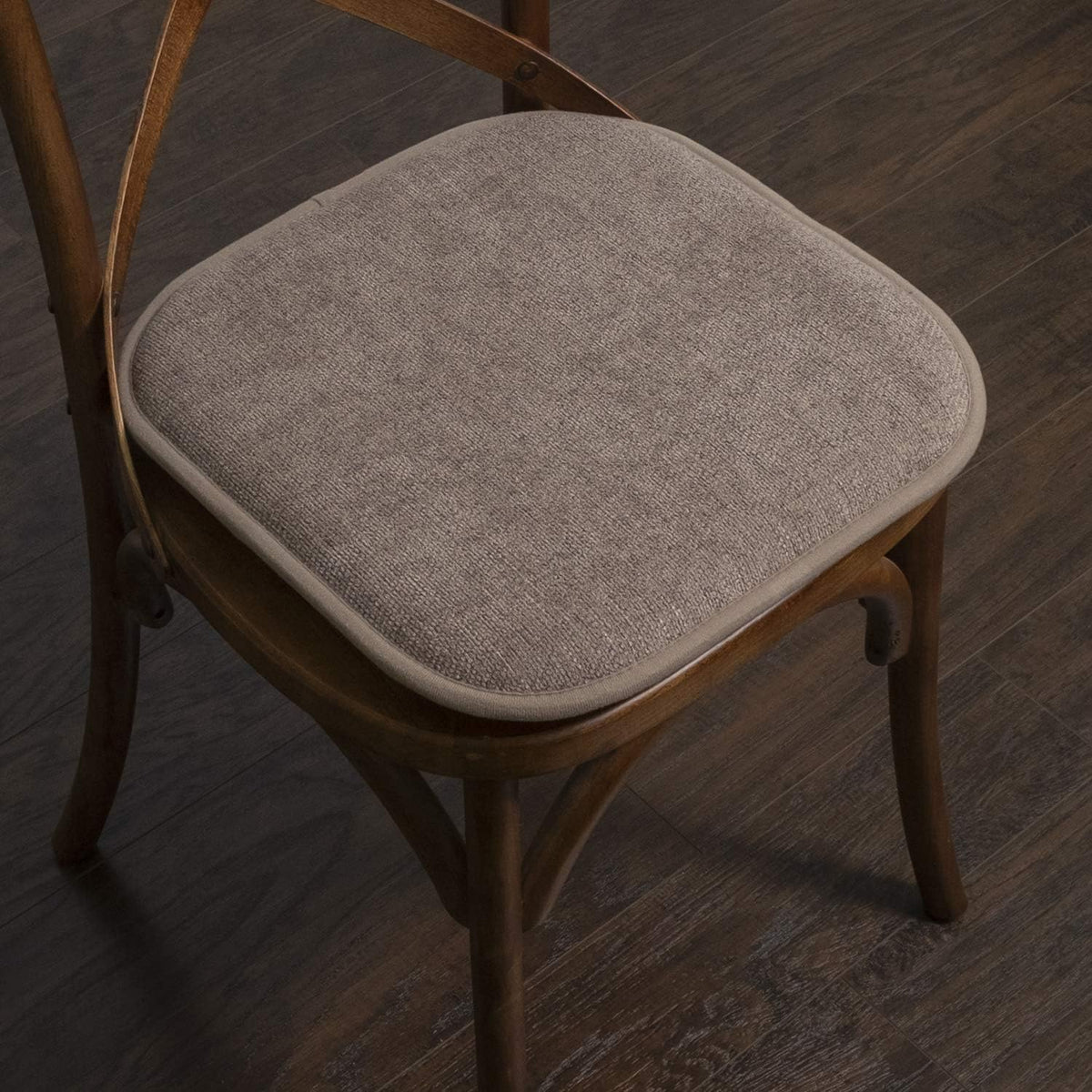 Sweet Home Collection Chair Cushion Memory Foam Pads Honeycomb Pattern Slip Non Skid Rubber Back Rounded Square 16" x 16" Seat Cover, 4 Pack, Alexis Chocolate