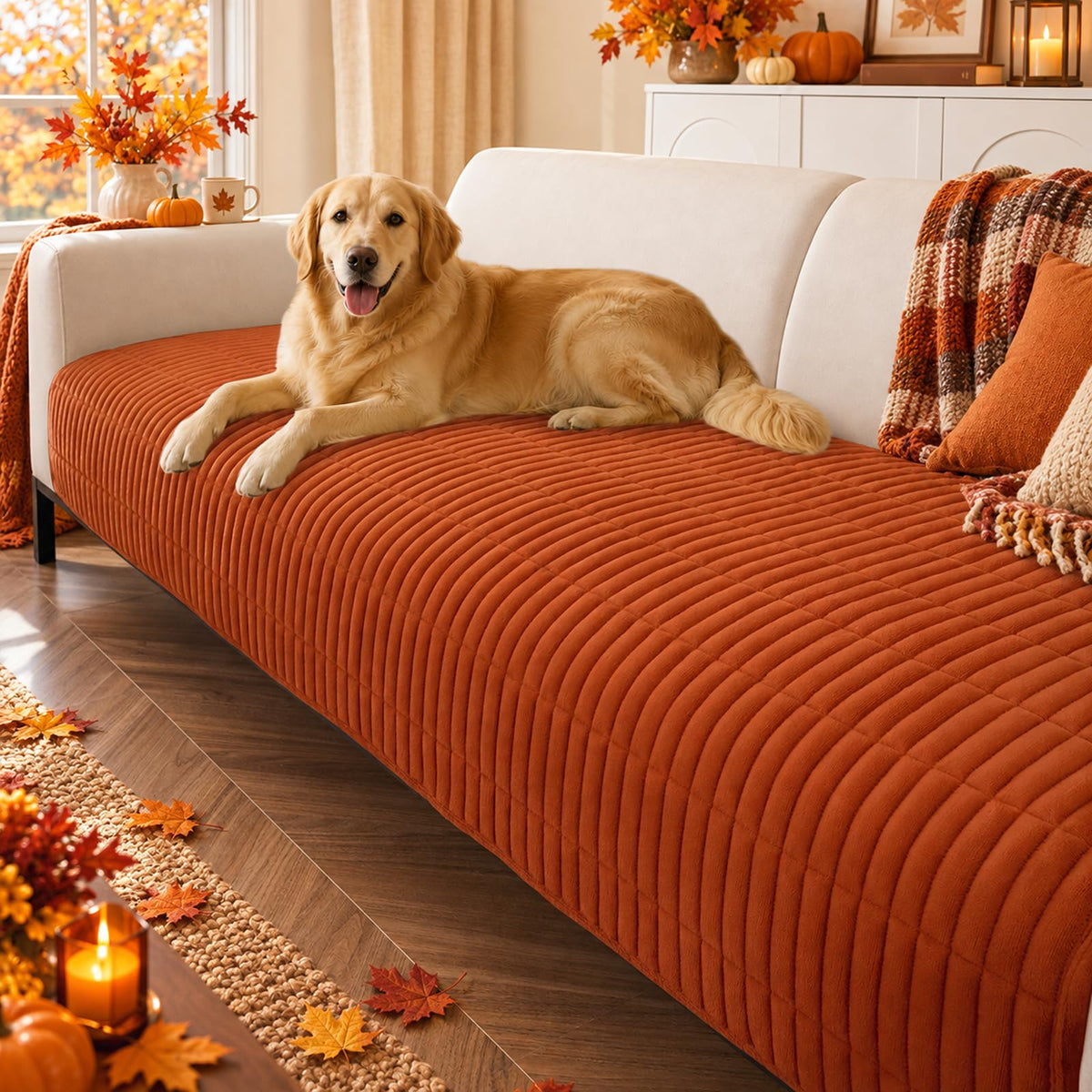 Smiry Couch Covers for Dogs, Non Slip Plush Washable Sofa Cover for Pets