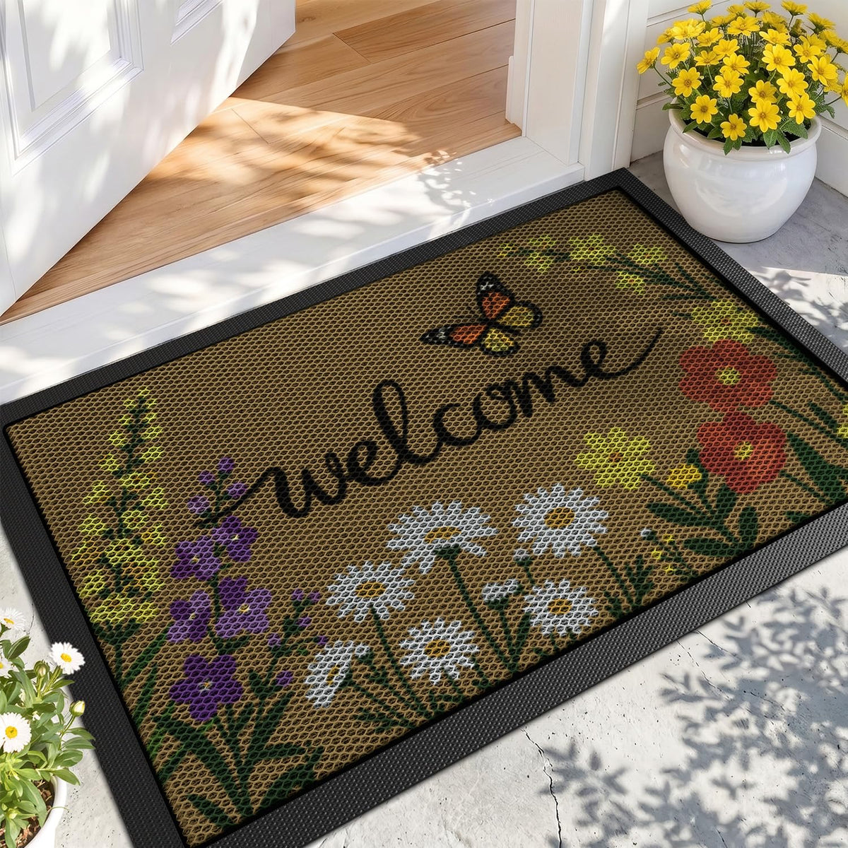 LUMI Outside Welcome Door Mat 24x36, Non-Slip Durable Rubber Easy Clean