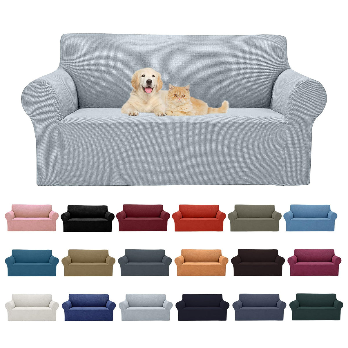 Cupuamon 2026 New Stretch Sofa Slipcovers Couch Cover for 3 Cushion Furniture Protector Sofa Covers with Elastic Bottom Jacquard Fabric Small Checks for Pets, Kids -Sofa, Black