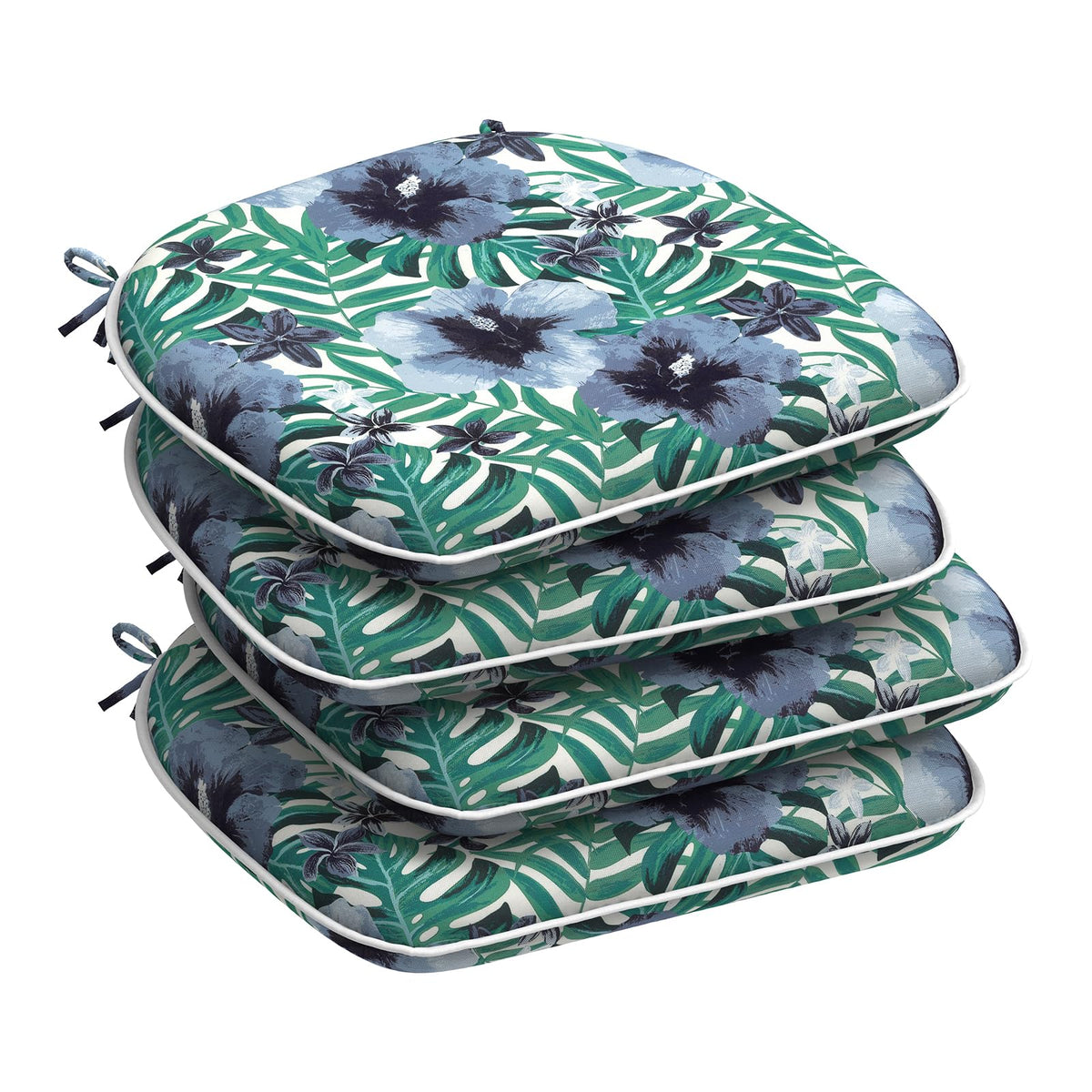 DYTXIII Set of 4 Outdoor Chair Cushions with Ties,Water Repellent Patio Chair Pads 17"x 16" for Outdoor Furniture,Round Corner Seat Cushions for Garden Yard Kitchen Paisley Multi