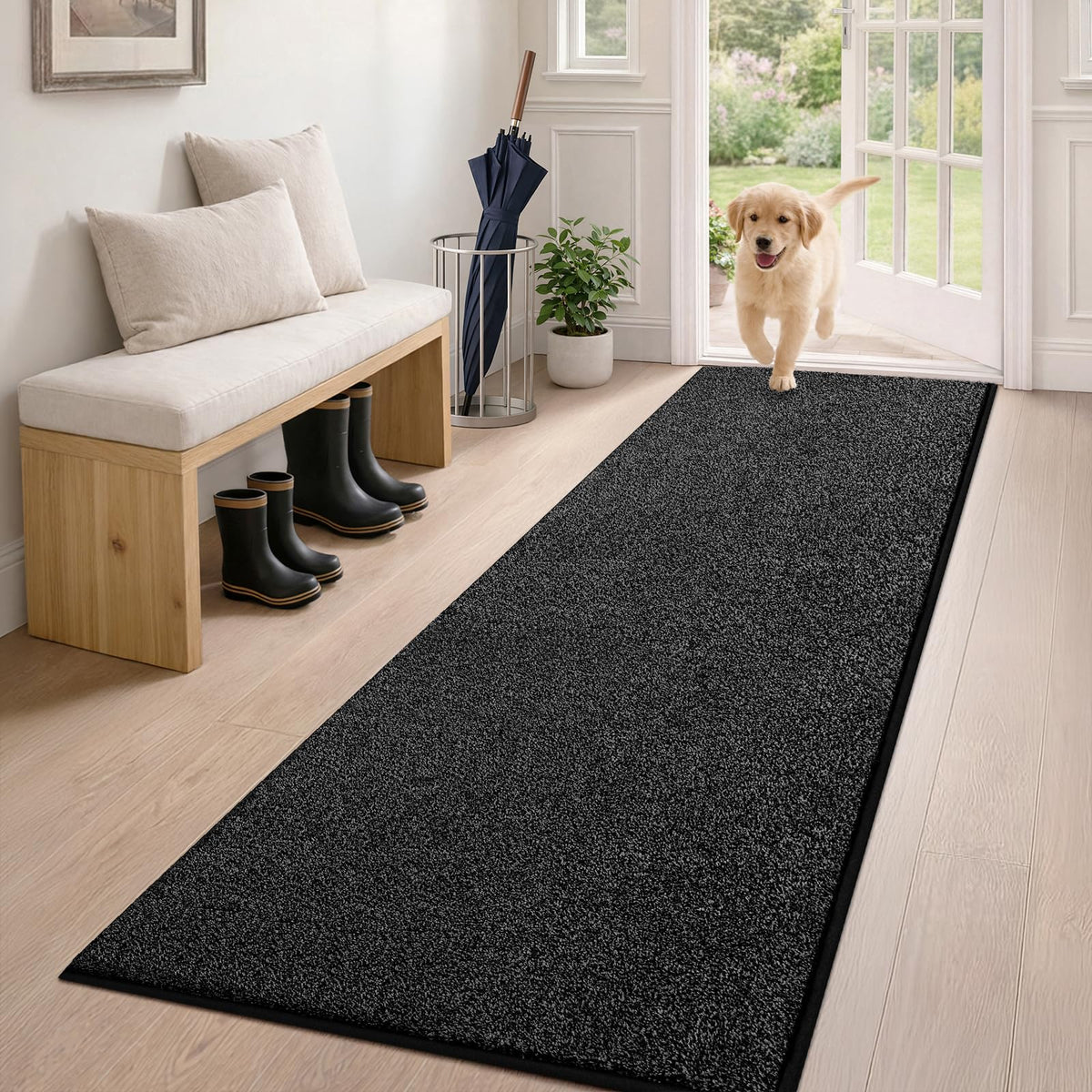 PURRUGS Dirt Trapping Indoor Door Mat, 24" x 35.5", Charcoal