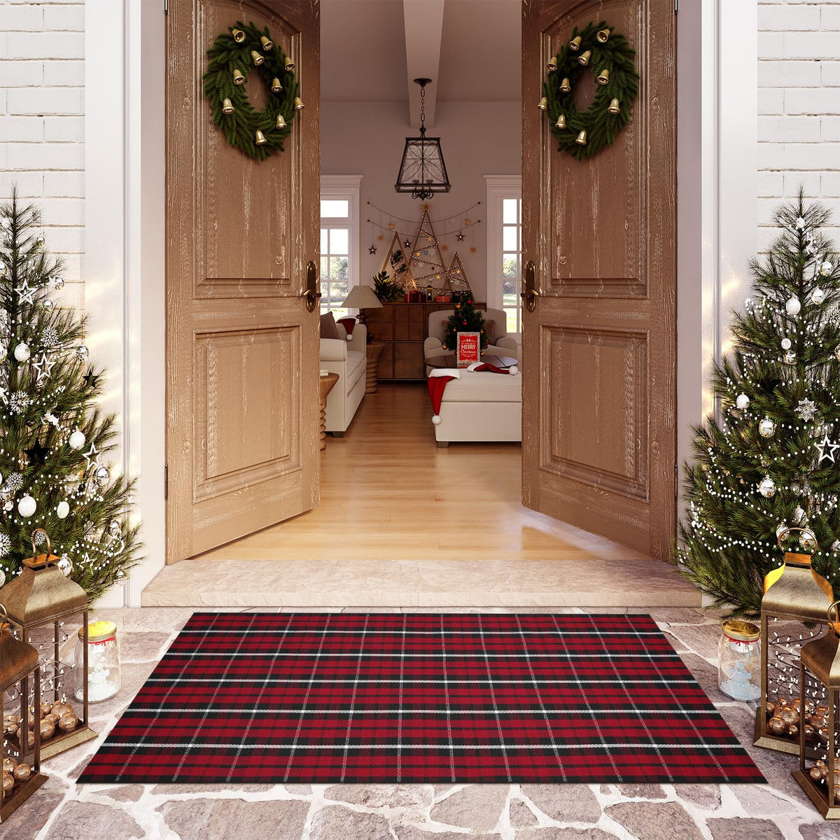 OJIA Front Door Mat 24"x51", Striped Porch Rug Outdoor Door Mat Fall Decor