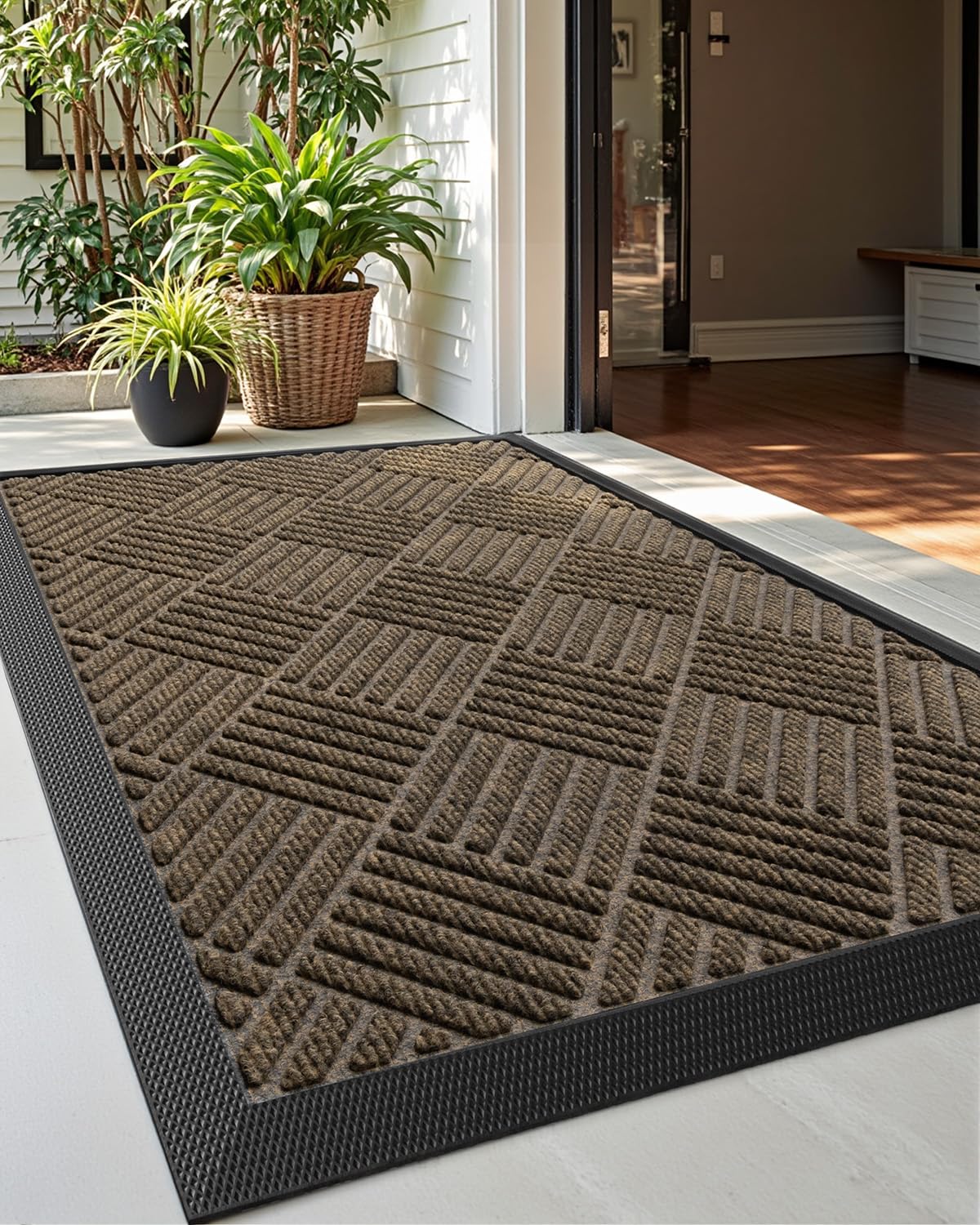 DEXI Front Door Mat Outside Entrance 24x36 Welcome Rubber Entry Doormat