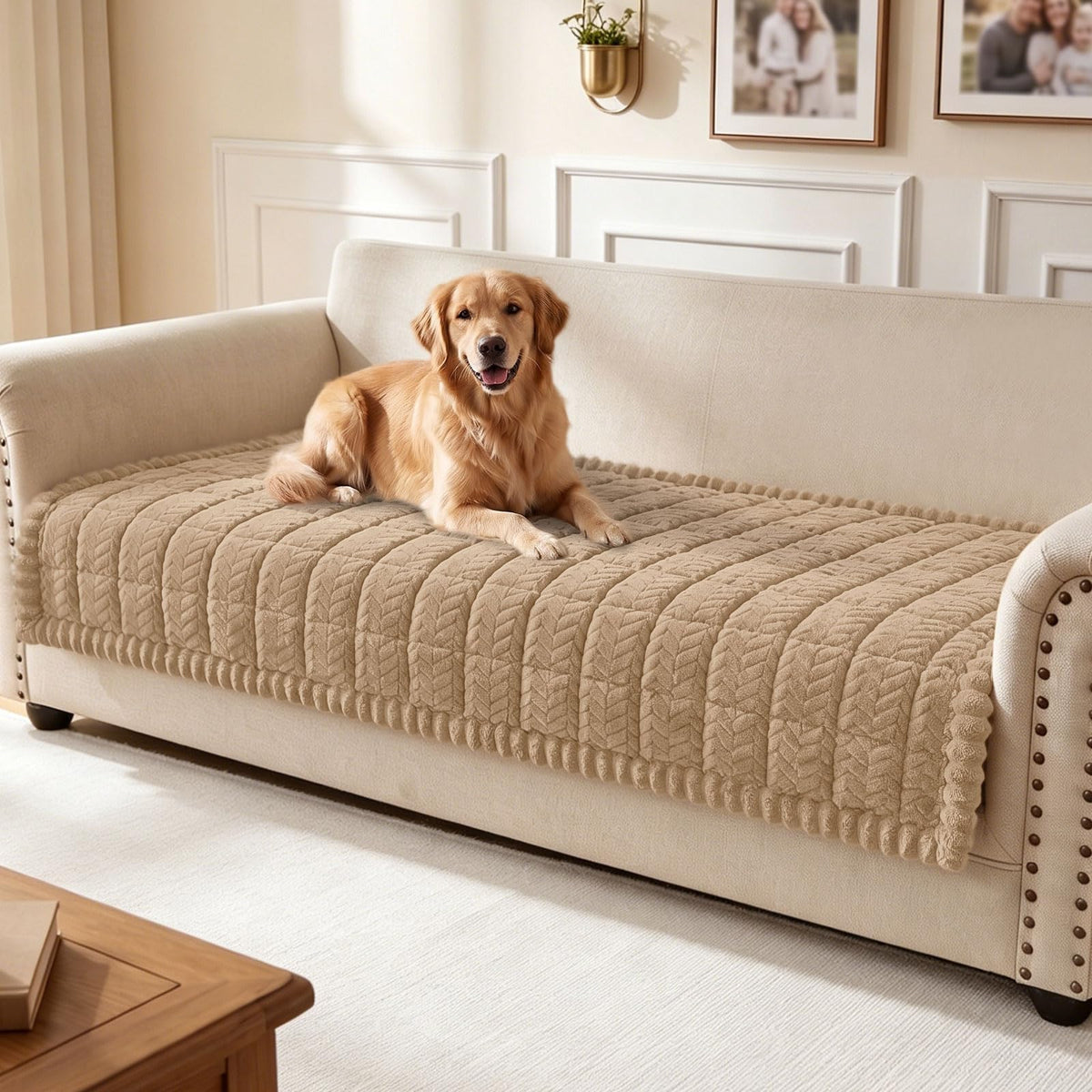 Smiry Couch Cover for Dogs, Non Slip Fuzzy Pet Sofa Covers Washable
