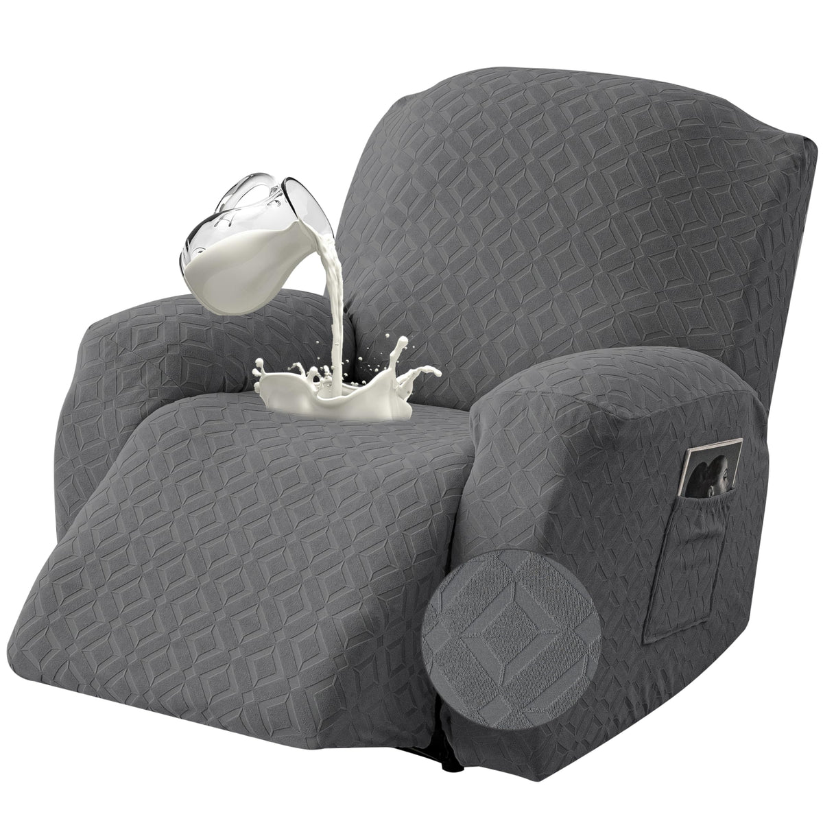 Gennia Waterproof Recliner Sofa Cover,3 Seat Couch Cover,Dark Gray