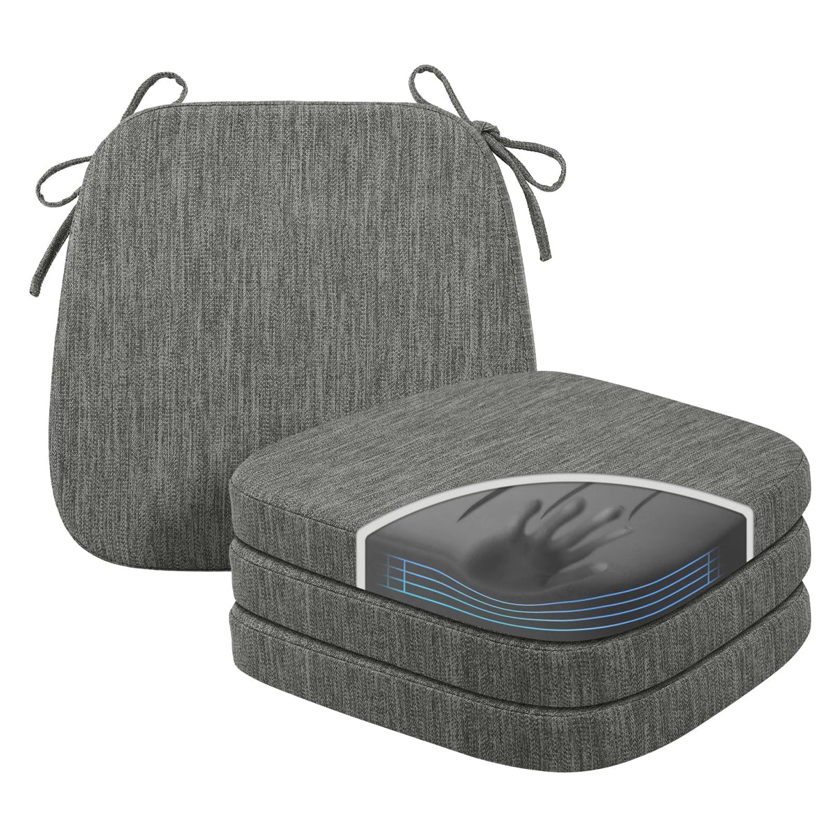 baibu Patented Dual-Layer Memory Foam Chair Cushions, 17 x 16 x 2 in, Black