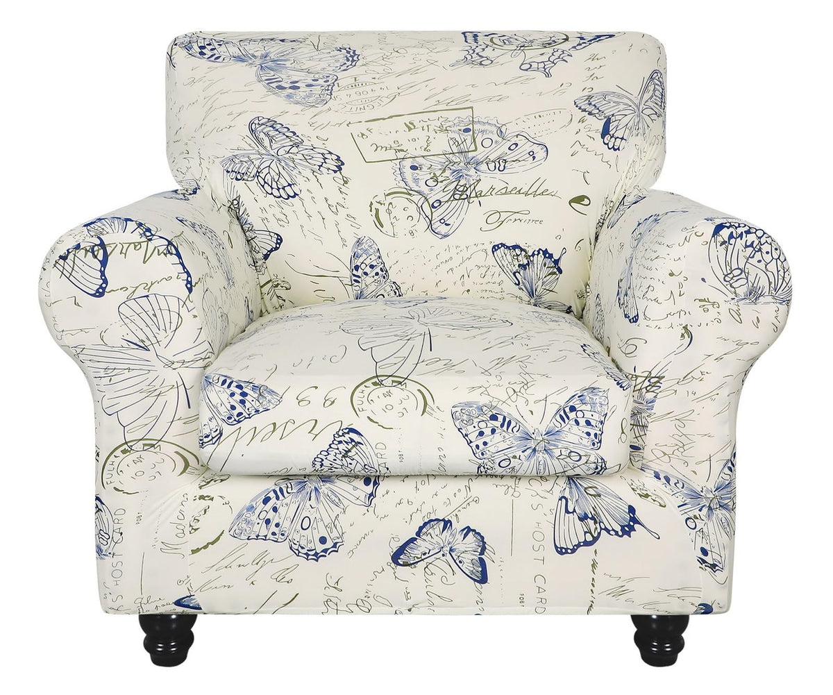 SearchI Stretch Sofa Cover Printed Couch Cover, Floral Pattern 4 Pieces Sofa Slipcover with 3 Separate Cushion Cover, Washable Furniture Protector for Living Room(Sofa, Yellow+Flower)