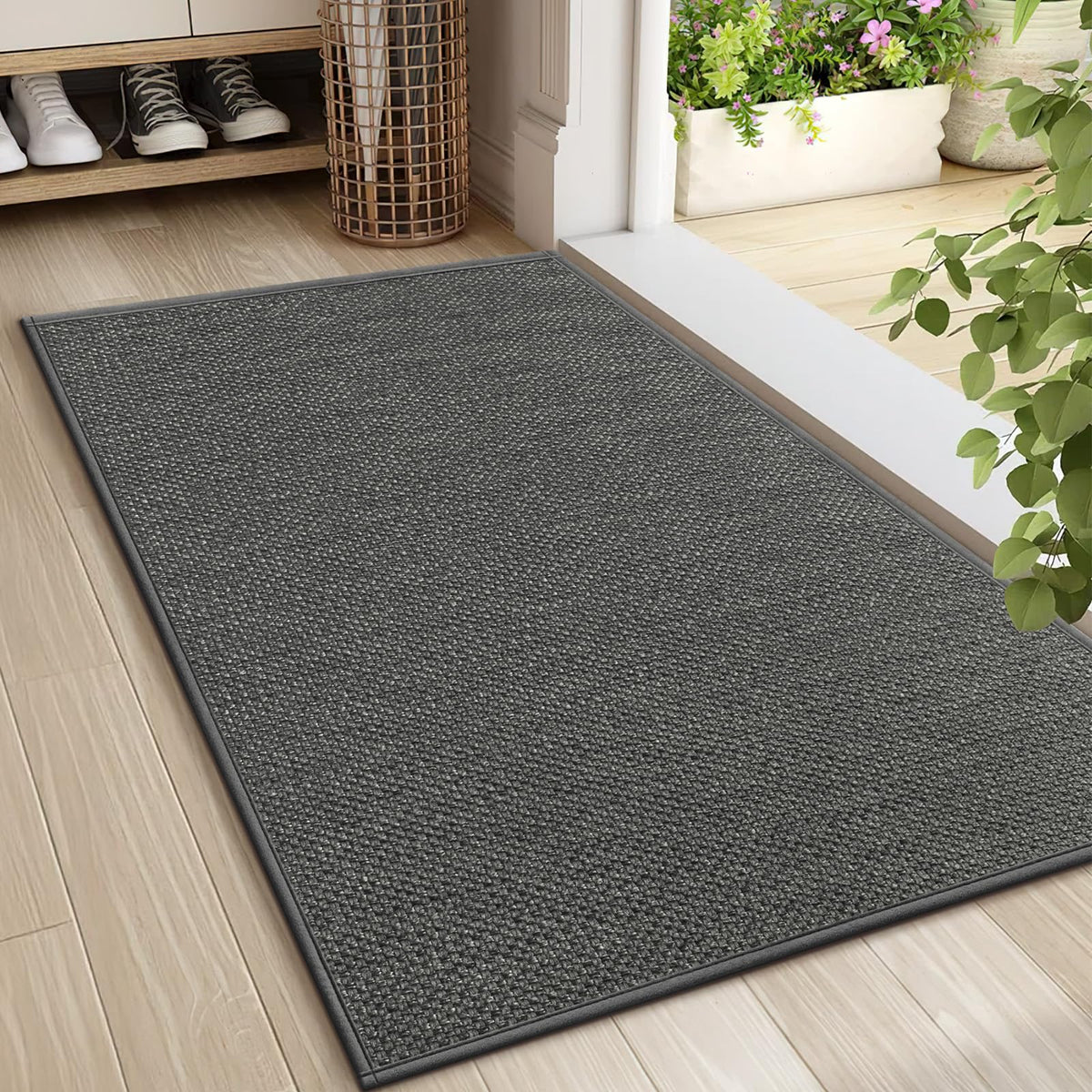 LEKEEPGO Door Mat 17"x29", Non Slip Washable Indoor Door Mat, Khaki