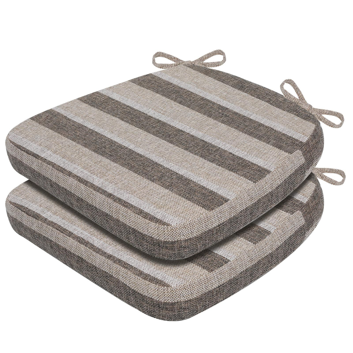 AAAAAcessories D-Shaped Chair Cushions, 2" Thick Dining Chair Pads with Ties and Removable, Machine-Washable Cover, 17" x 16", Set of 4, Oatmeal Beige