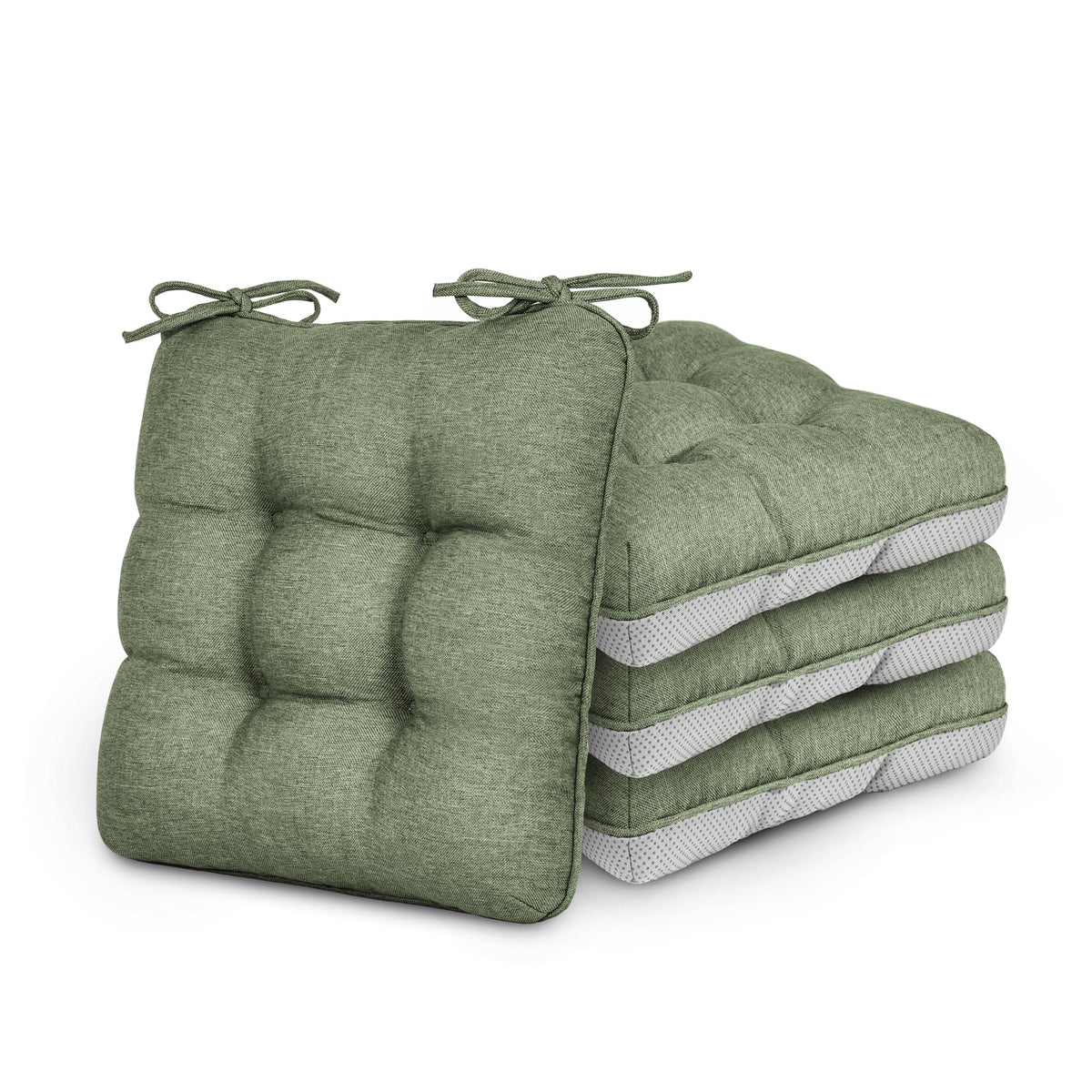Love's cabin Memory Foam Chair Cushions Set of 4, 15.5 Inch, Grey