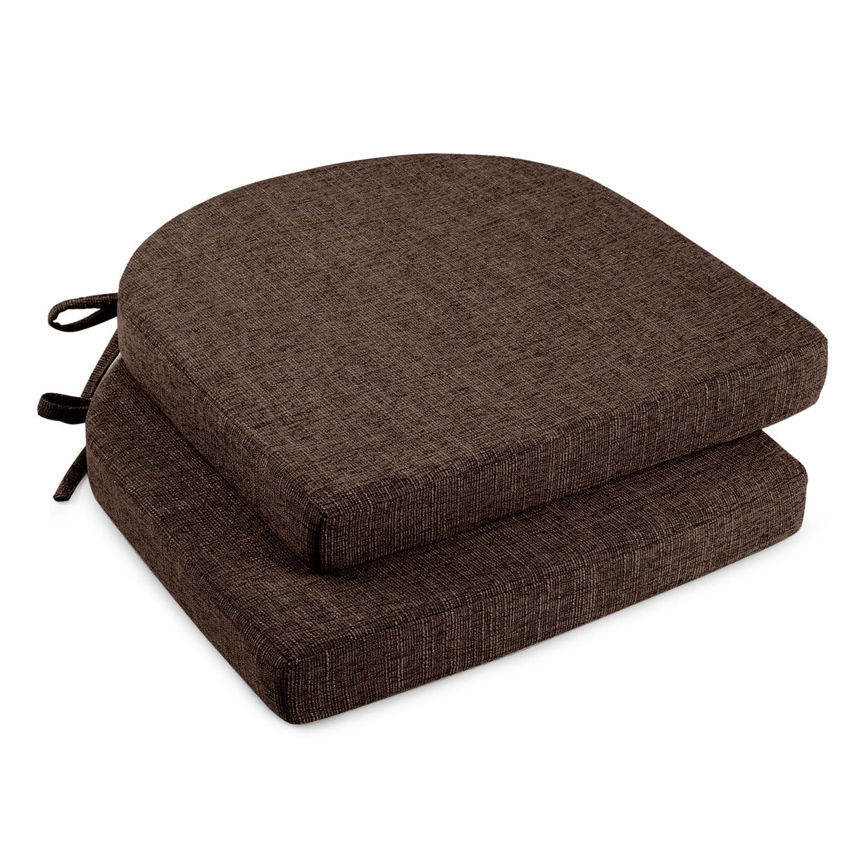 downluxe Indoor Chair Cushions for Dining Chairs, Soft and Comfortable Textured Foam Kitchen Chair Pads with Ties and Non-Slip Backing, 16" x 16" x 2", Red, 4 Pack