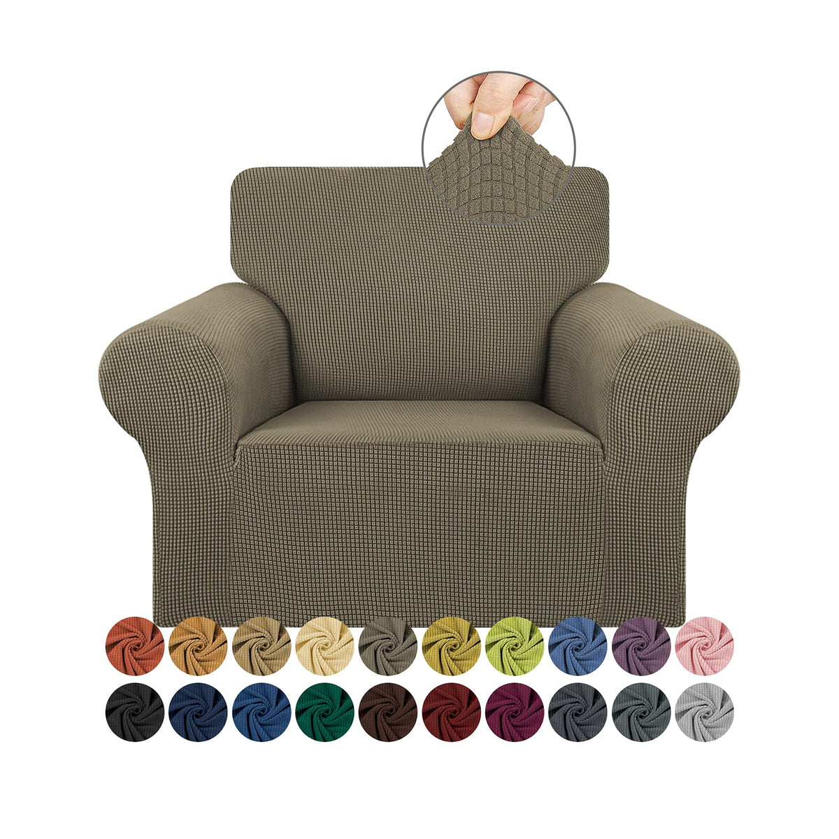 KEKUOU Stretch Couch Covers for Sofa, 3 Cushion Couch Slipcover,Black
