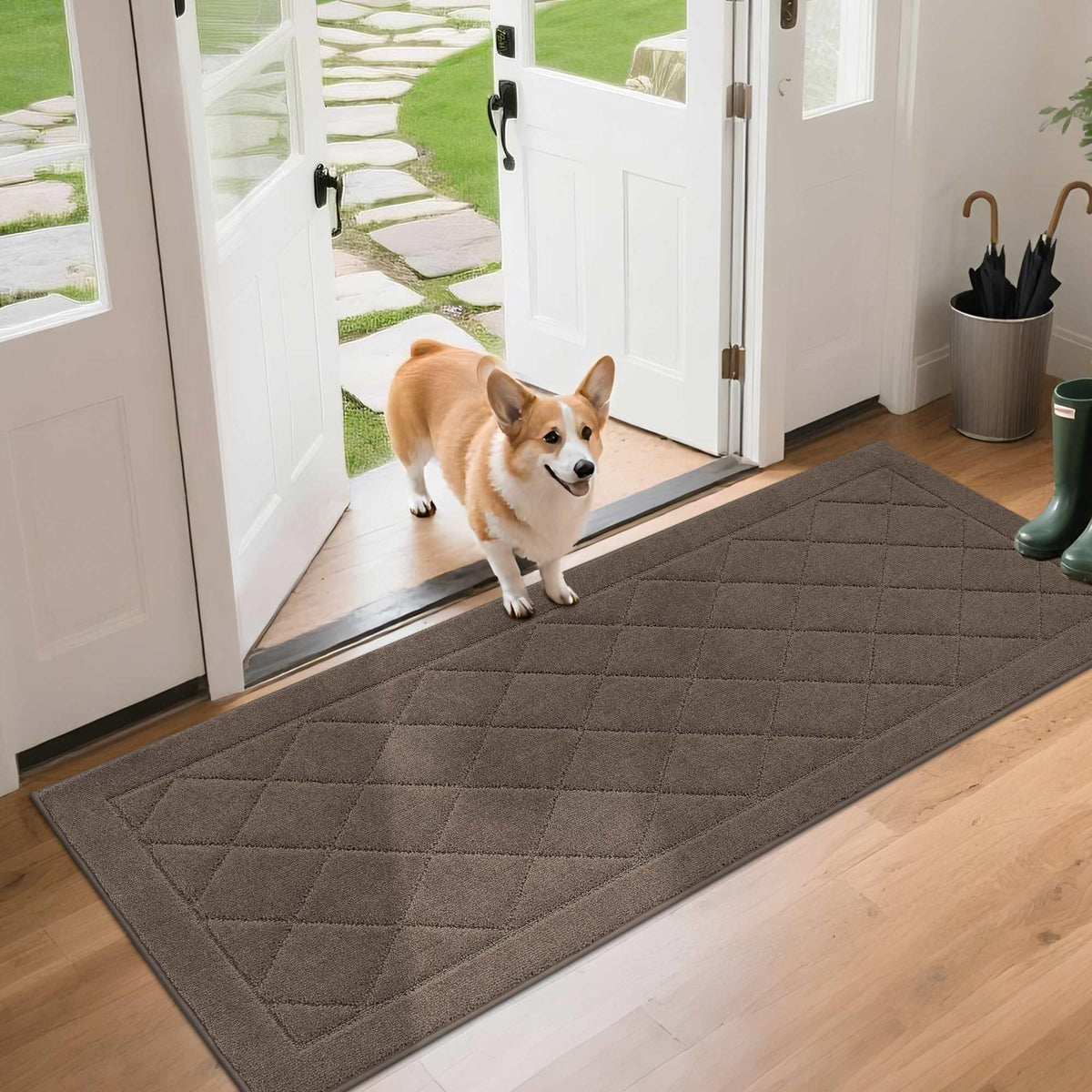 BEQHAUSE Dirt Trapper Door Mat 24" x 36", Doormat Non-Slip, Dark Grey