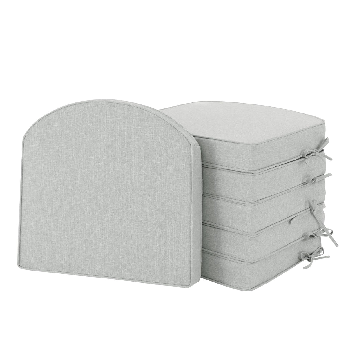 Outdoor Chair Cushions, Fade-Resistant & Water-Resistant, D Shaped Patio Furniture Seat Chair Pads Replacement with Ties, Non-Slip Bottom, Removable Cover, Set of 2, 17 x 16 Inch, Natural