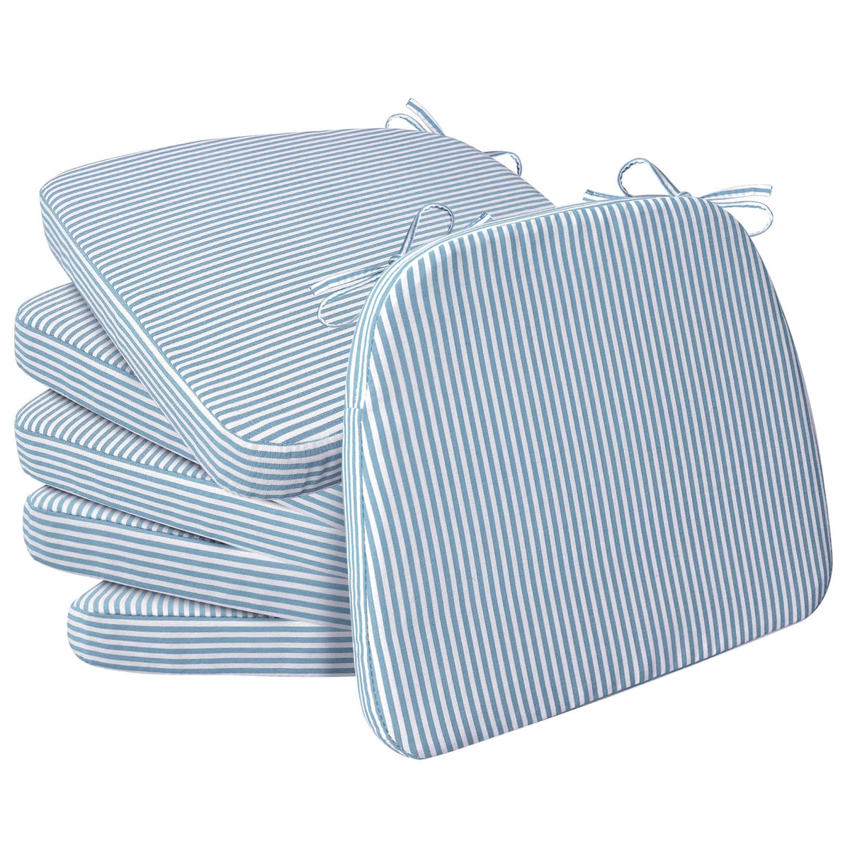 AAAAAcessories D-Shaped Chair Cushions, 2" Thick Dining Chair Pads with Ties and Removable, Machine-Washable Cover, 17" x 16", Set of 4, Oatmeal Beige