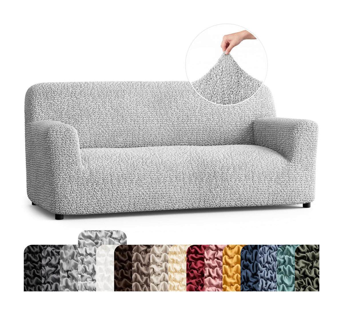 Premium Stretch Couch Covers for Sofa - Sofa Chair Cover Washable, Dogs & Pets Friendly - Elastic Polyester Loveseat Slipcovers - Non-Slip Love Seat Couch Covers - Soft Taupe (86"-120" Wide)