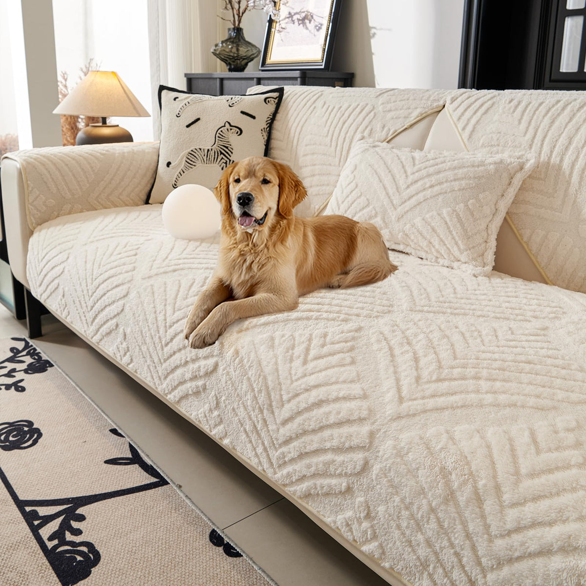 Plush Sofa Cover Washable, Funny Fuzzy Pet Couch Cover for 1 Seat