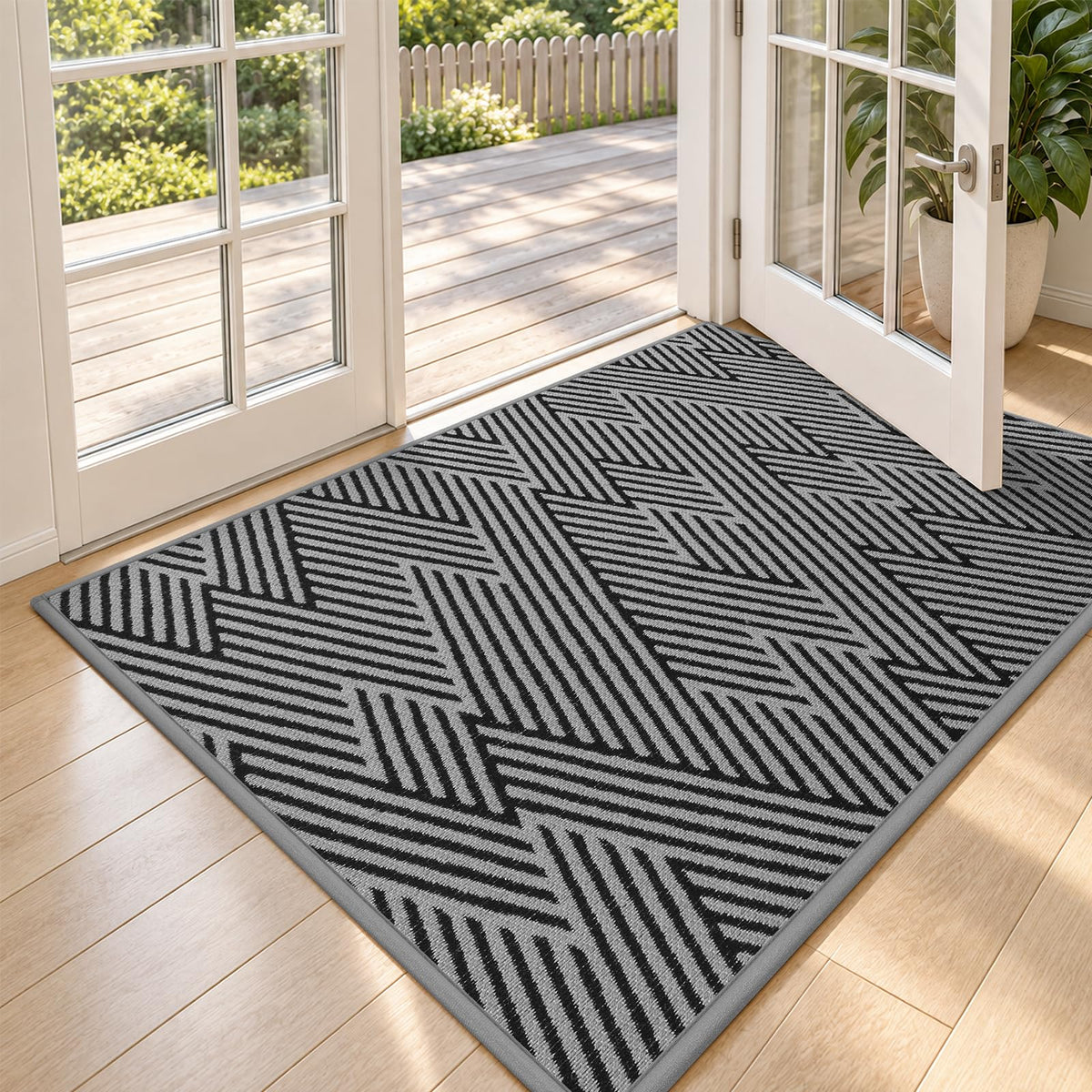 Front Door Mat Indoor Outside Entrance Non-Slip Mats Brown 17"x30"