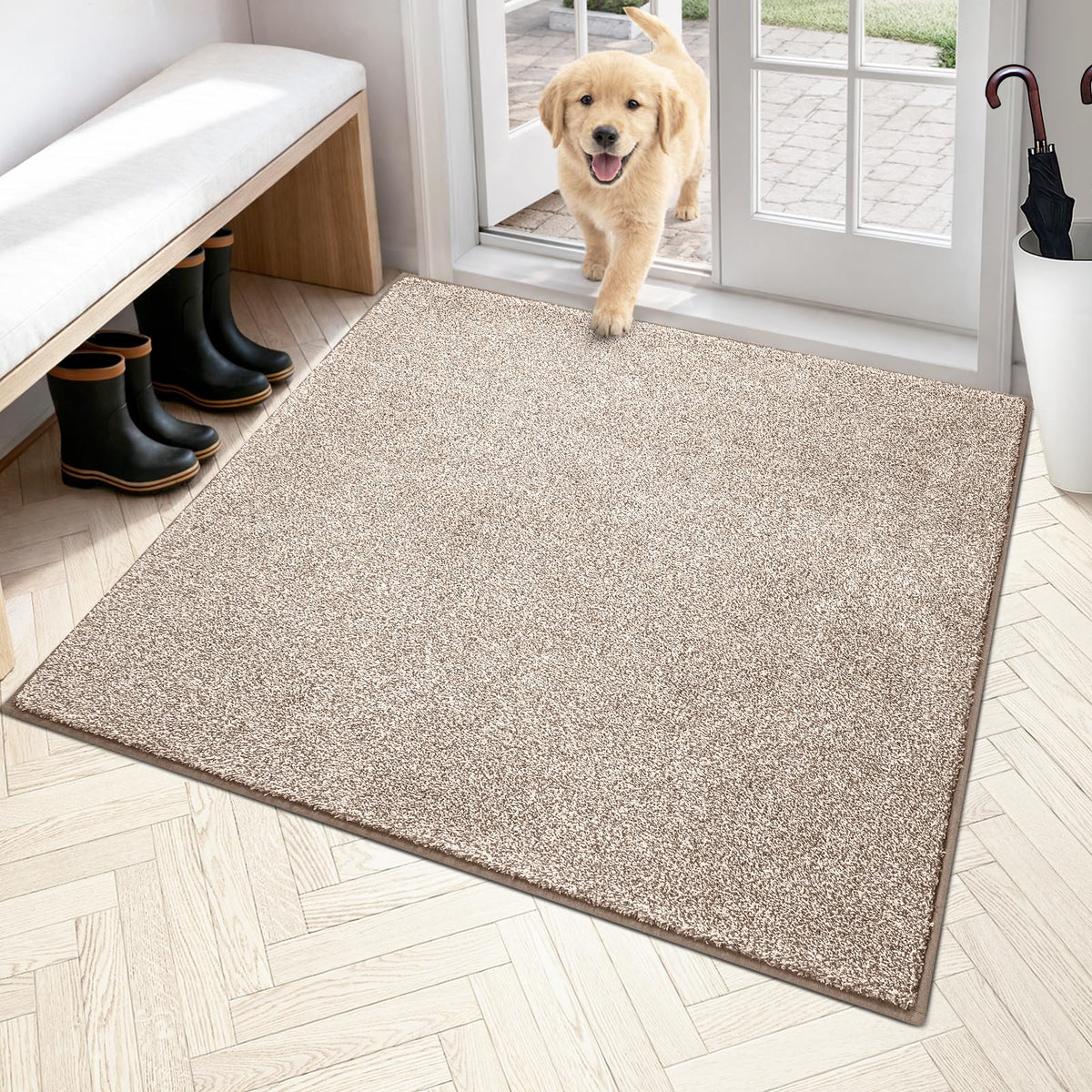 PURRUGS Dirt Trapping Indoor Door Mat, 24" x 35.5", Charcoal