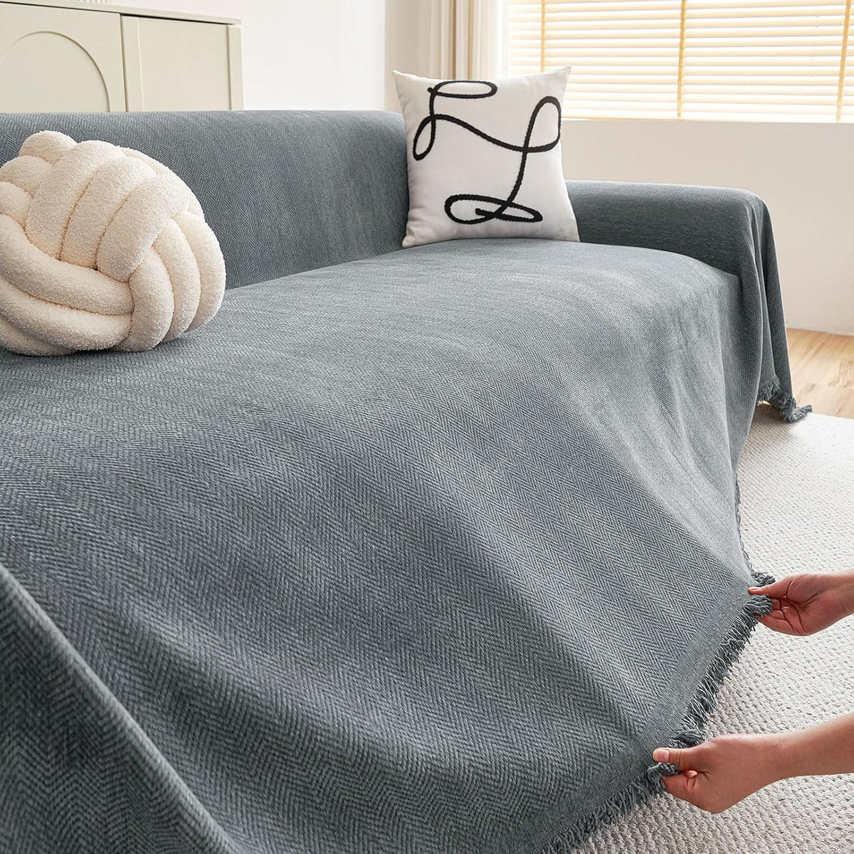 hyha Couch Cover for Dogs, Boho Chenille Sofa Cover for 3 Cushion Couch