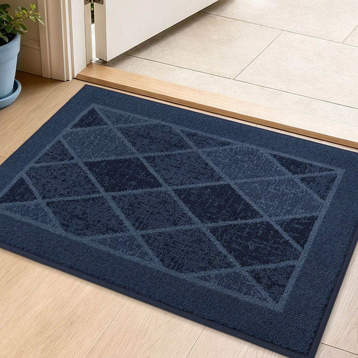 BEQHAUSE Dirt Trapper Door Mat 20" x 32", Doormat Non-Slip, Navy Blue