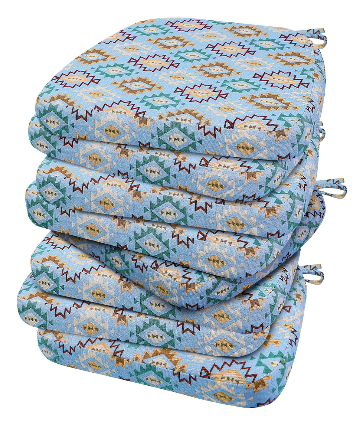 AAAAAcessories D-Shaped Chair Cushions, 2" Thick Dining Chair Pads with Ties and Removable, Machine-Washable Cover, 17" x 16", Set of 4, Oatmeal Beige