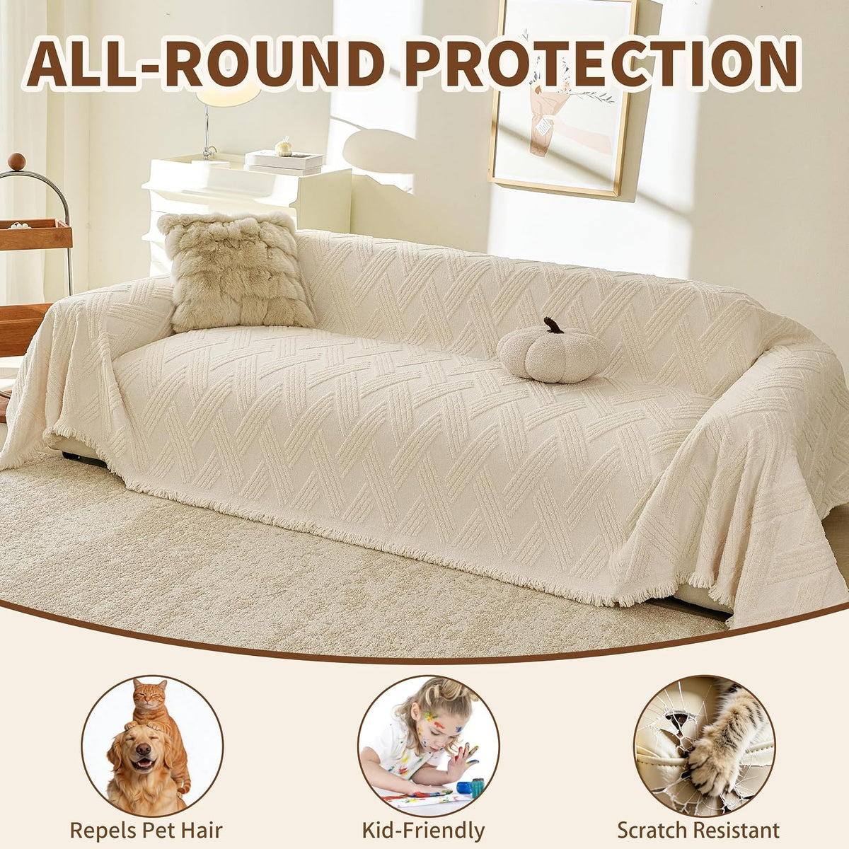 Couch Covers for Dogs, Sofa Covers for 3 Cushion Couch Washable