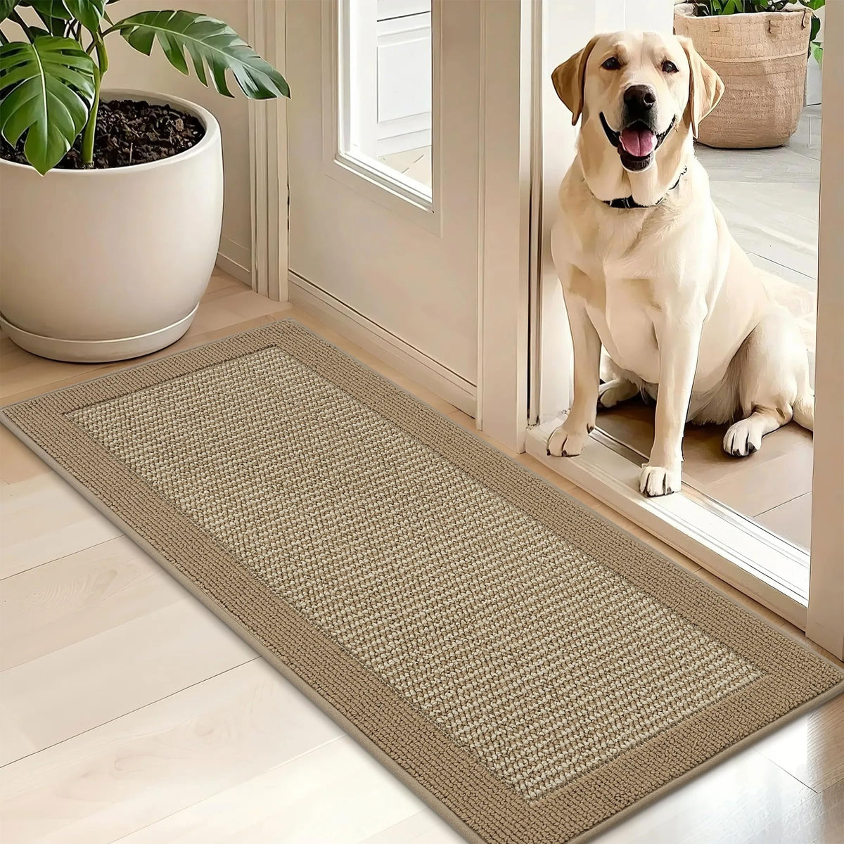 BEQHAUSE Indoor Door Mat 20" x 32", Dirt Trapper Door Mats, Taupe