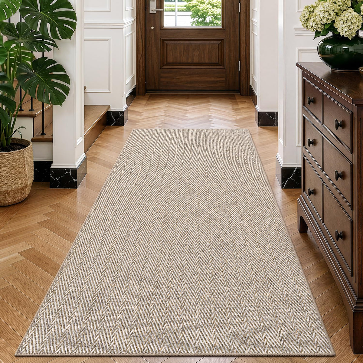 LUMI Ultra Thin Indoor Door Mat 24"x36", Entrance Doormat, Beige