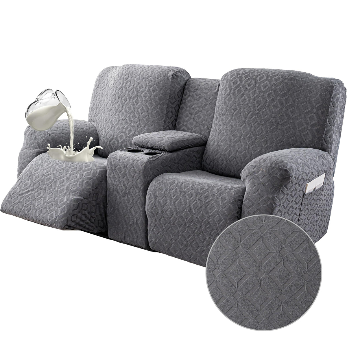 Gennia Waterproof Recliner Sofa Cover,3 Seat Couch Cover,Dark Gray
