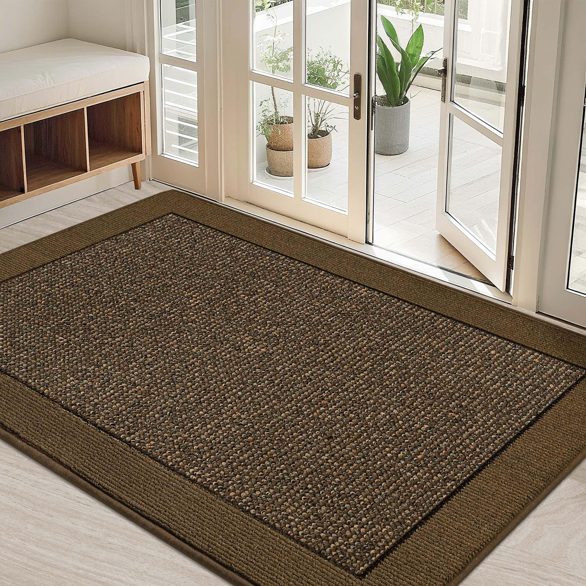 BEQHAUSE Indoor Door Mat 20" x 32", Dirt Trapper Door Mats, Taupe
