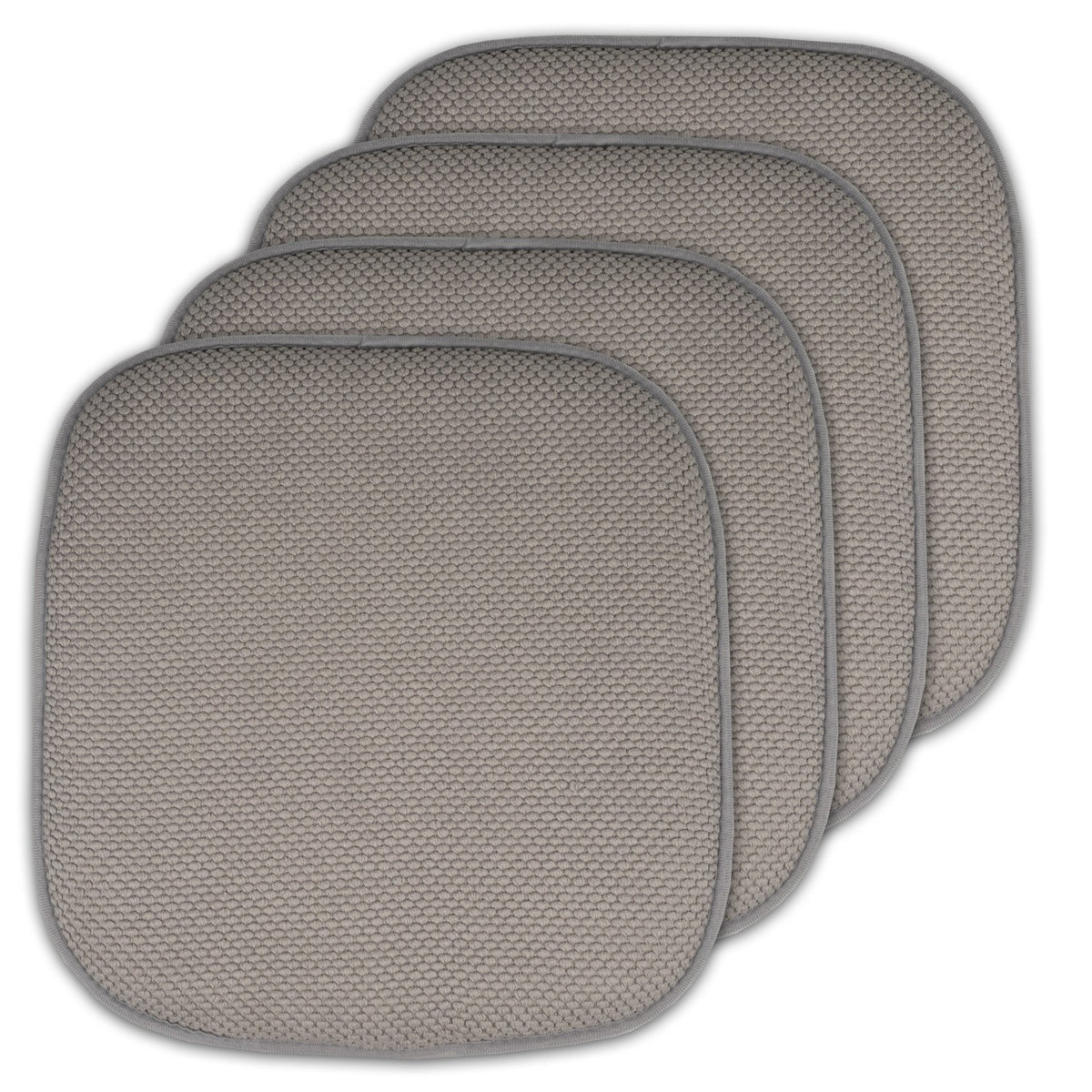 Sweet Home Collection Chair Cushion Memory Foam Pads Honeycomb Pattern Slip Non Skid Rubber Back Rounded Square 16" x 16" Seat Cover, 4 Pack, Alexis Chocolate