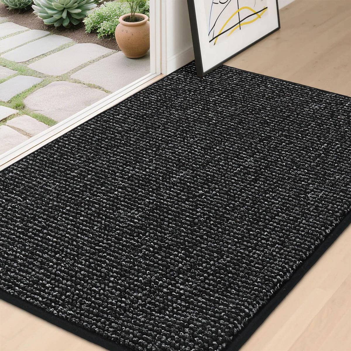 BEQHAUSE Dirt Trapper Door Mat 20" x 32", Non-Slip Washable Doormats, Beige