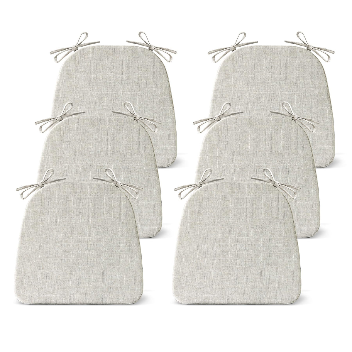 IASEAHK Chair Cushions for Dining Chairs Set of 4, Non Slip Kitchen Chair Pads, 17" x 16" x 2", Indoor Dining Chair Cushions with Ties, D-Shaped Seat Cushions for Kitchen Chairs, Beige